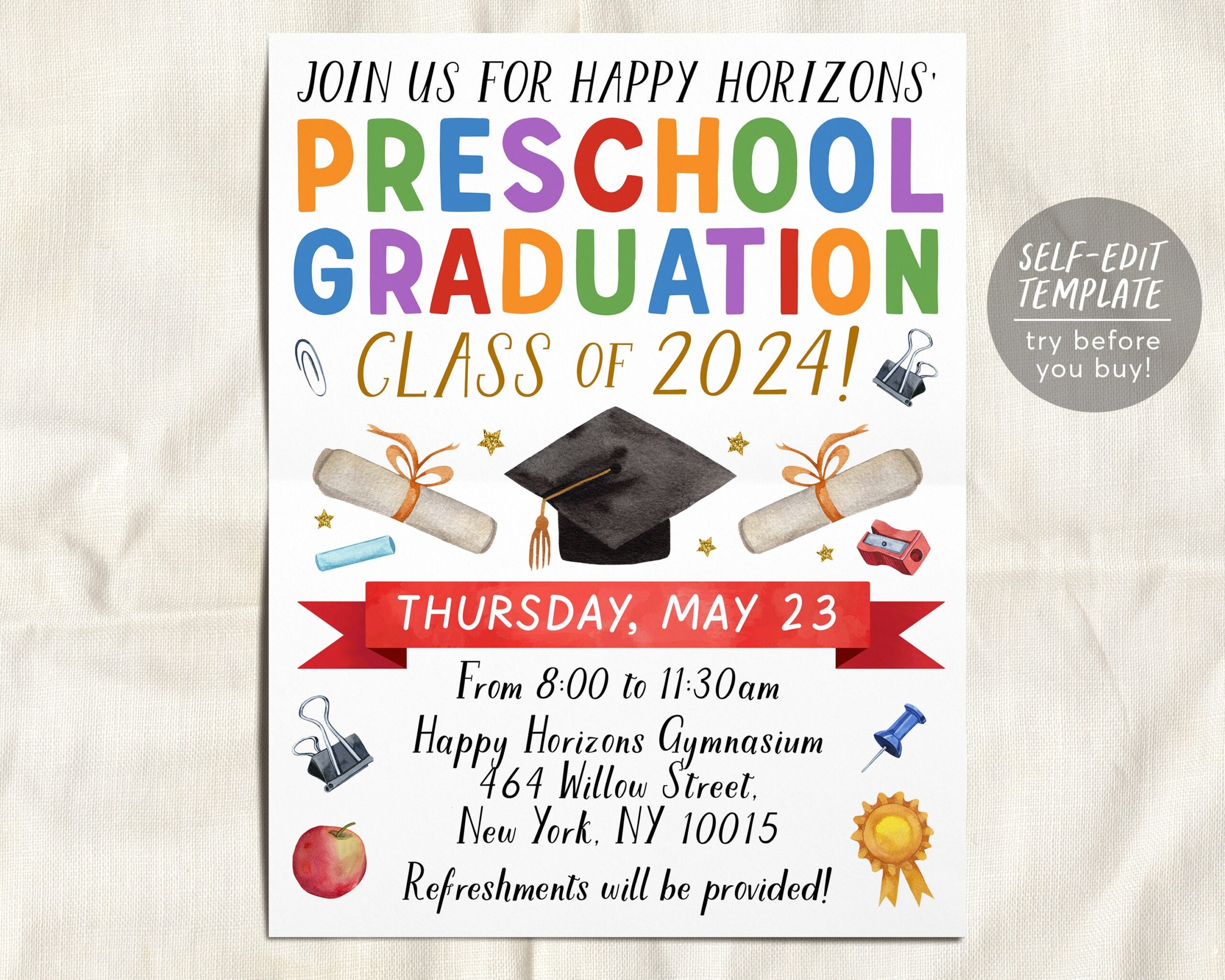 Printable Preschool Graduation Announcements