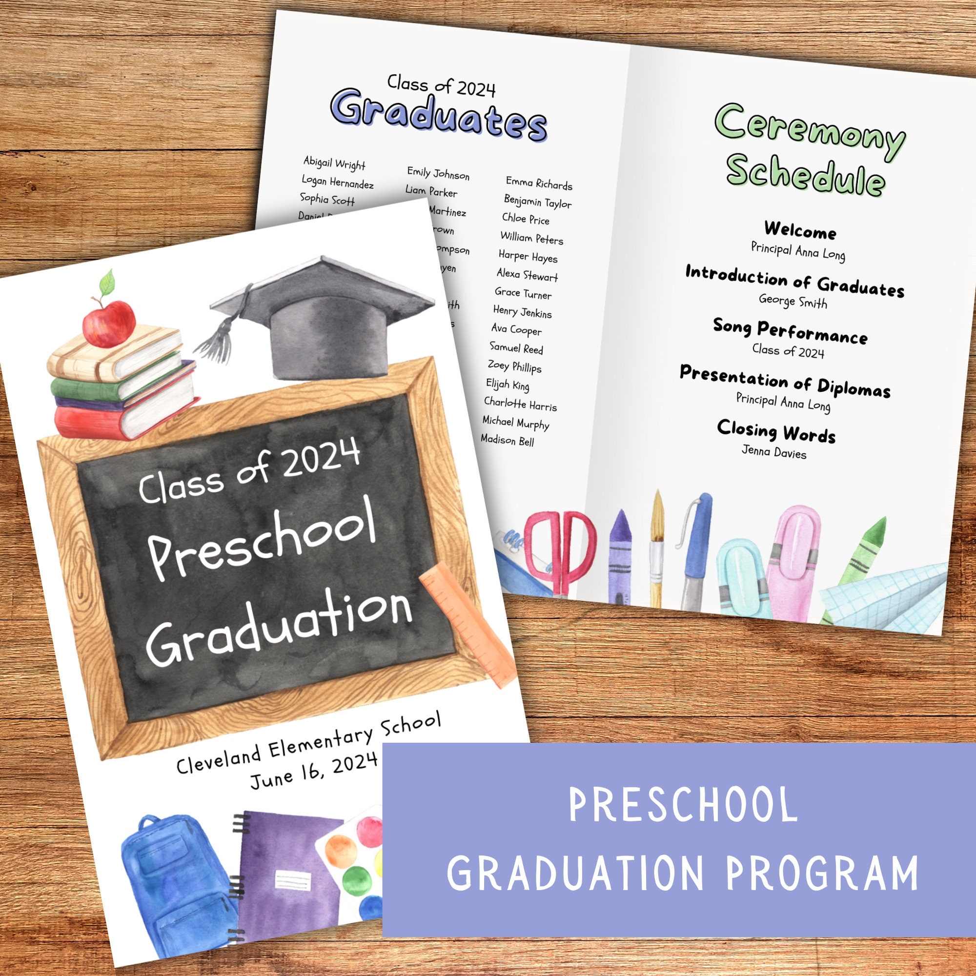 Preschool Graduation Program Template Printable Graduation 