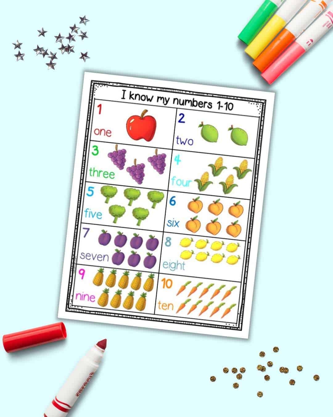 Preschool Number Chart Printable The Artisan Life