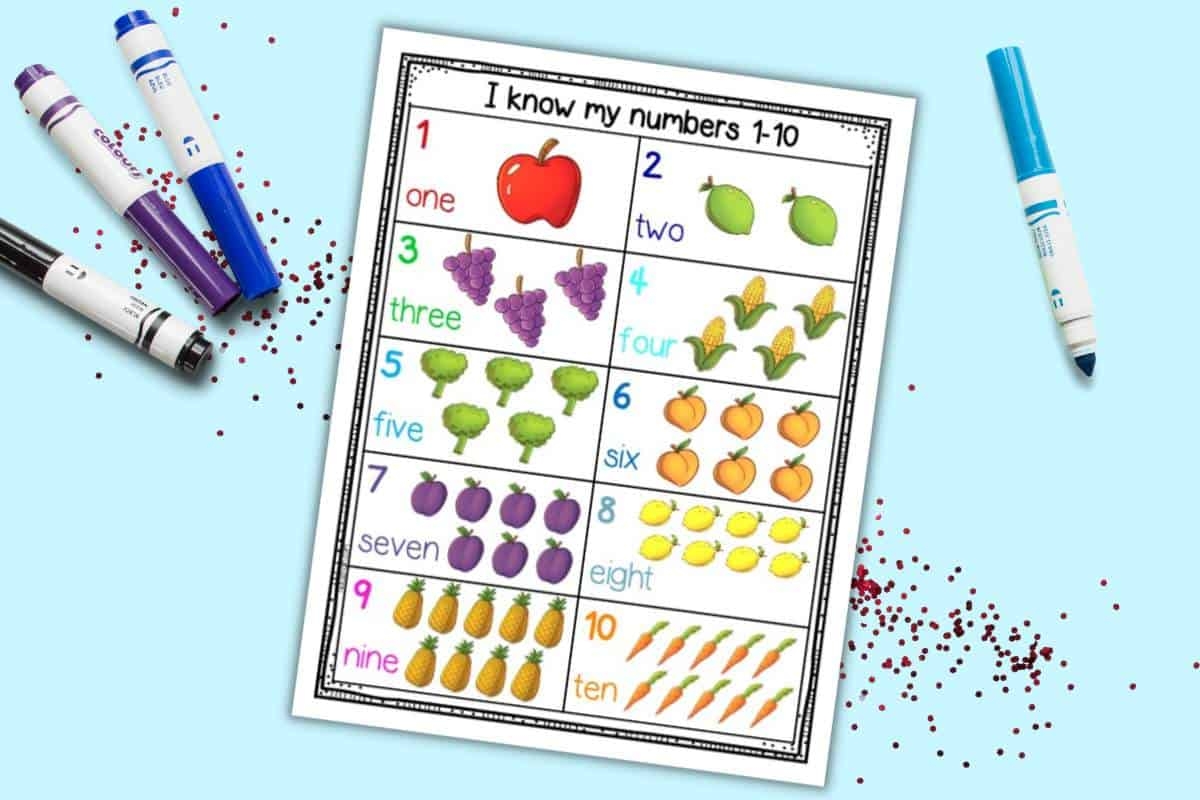 Preschool Number Chart Printable The Artisan Life