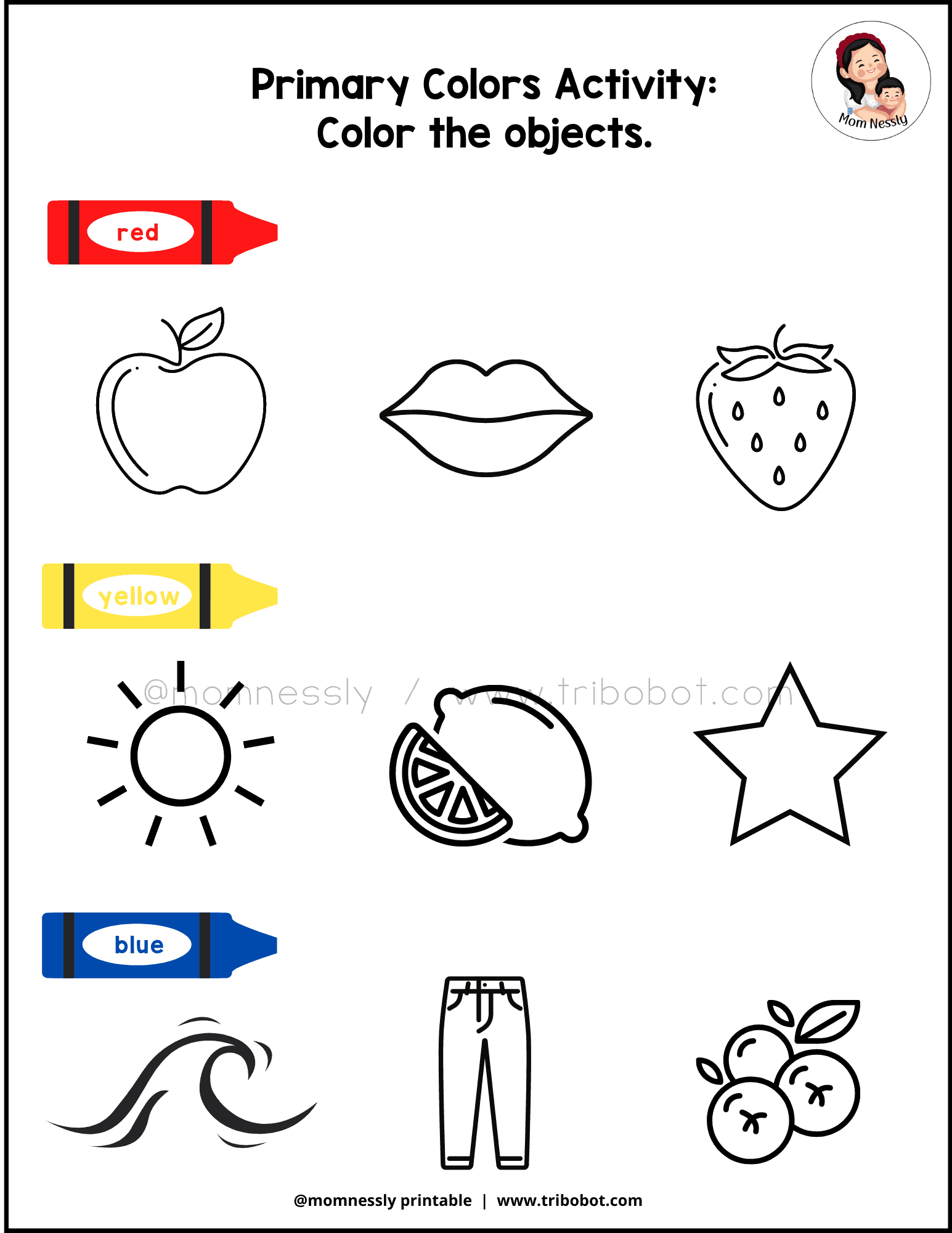 Primary Colors Worksheets Tribobot X Mom Nessly
