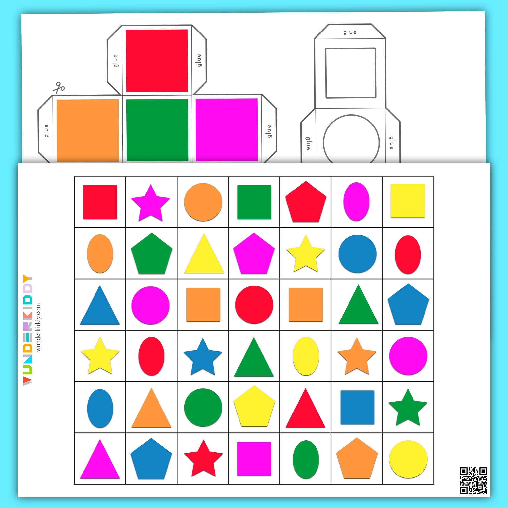 Printable 2D Shapes Color Roll And Match Dice Game For Preschool