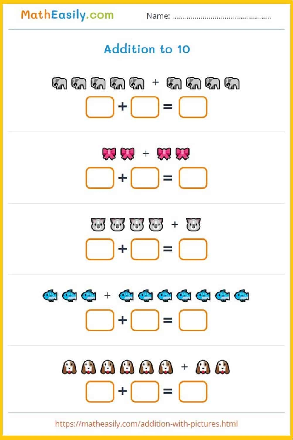 Free Printable Addition Worksheet For Preschool