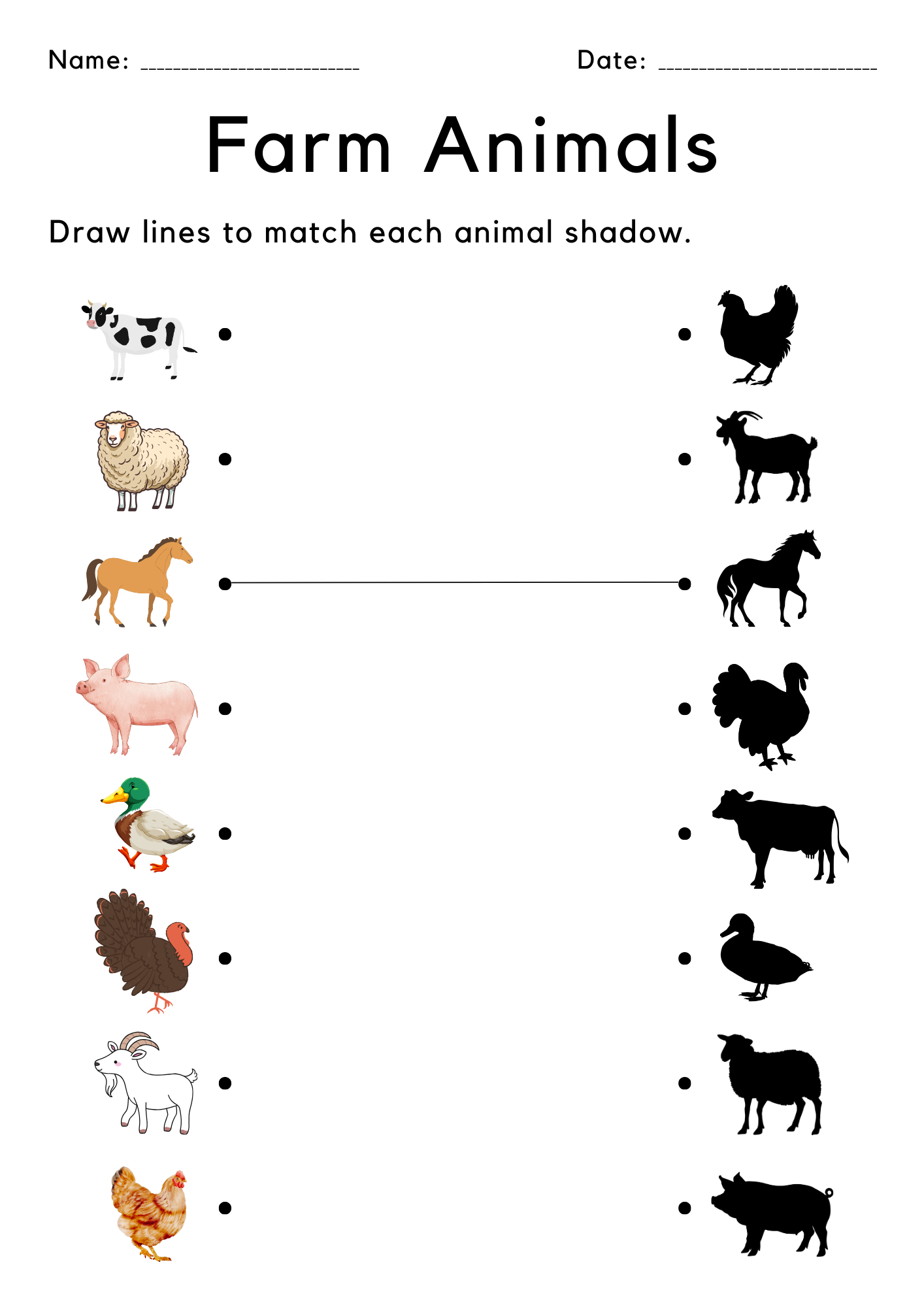 Printable Animal Shadow Matching Activity Kindergarten Worksheets For Toddlers Teaching Resources