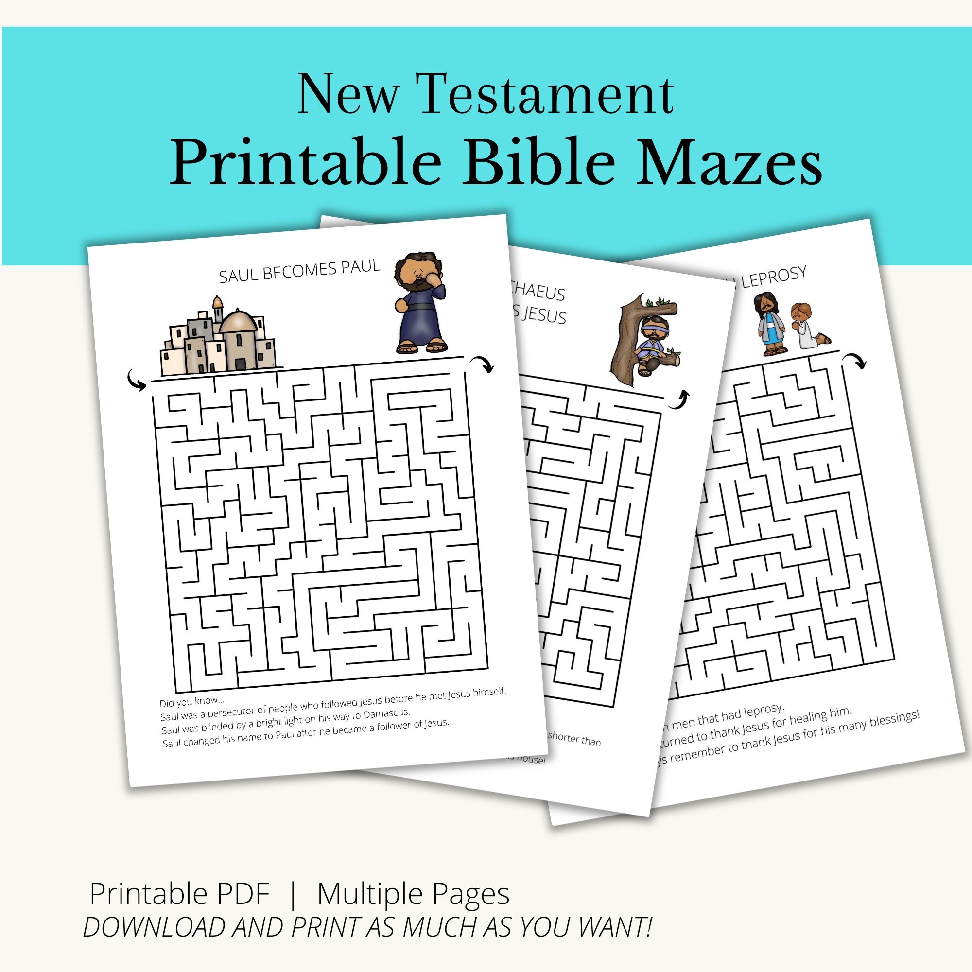 Printable Bible Mazes Kids Activity Book Bundle Classful