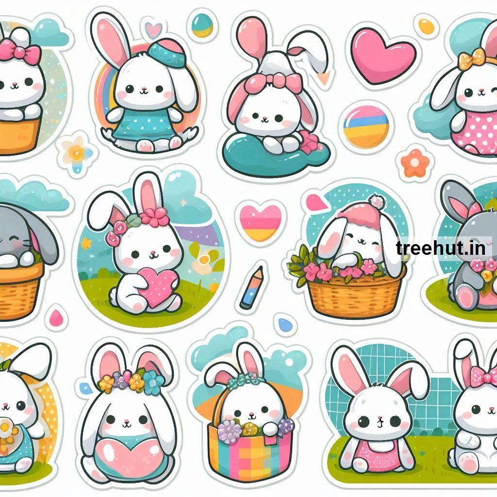 Printable Bunny Stickers And 50 Sticker Craft Ideas For Kids And Adults Sticker Craft Activities