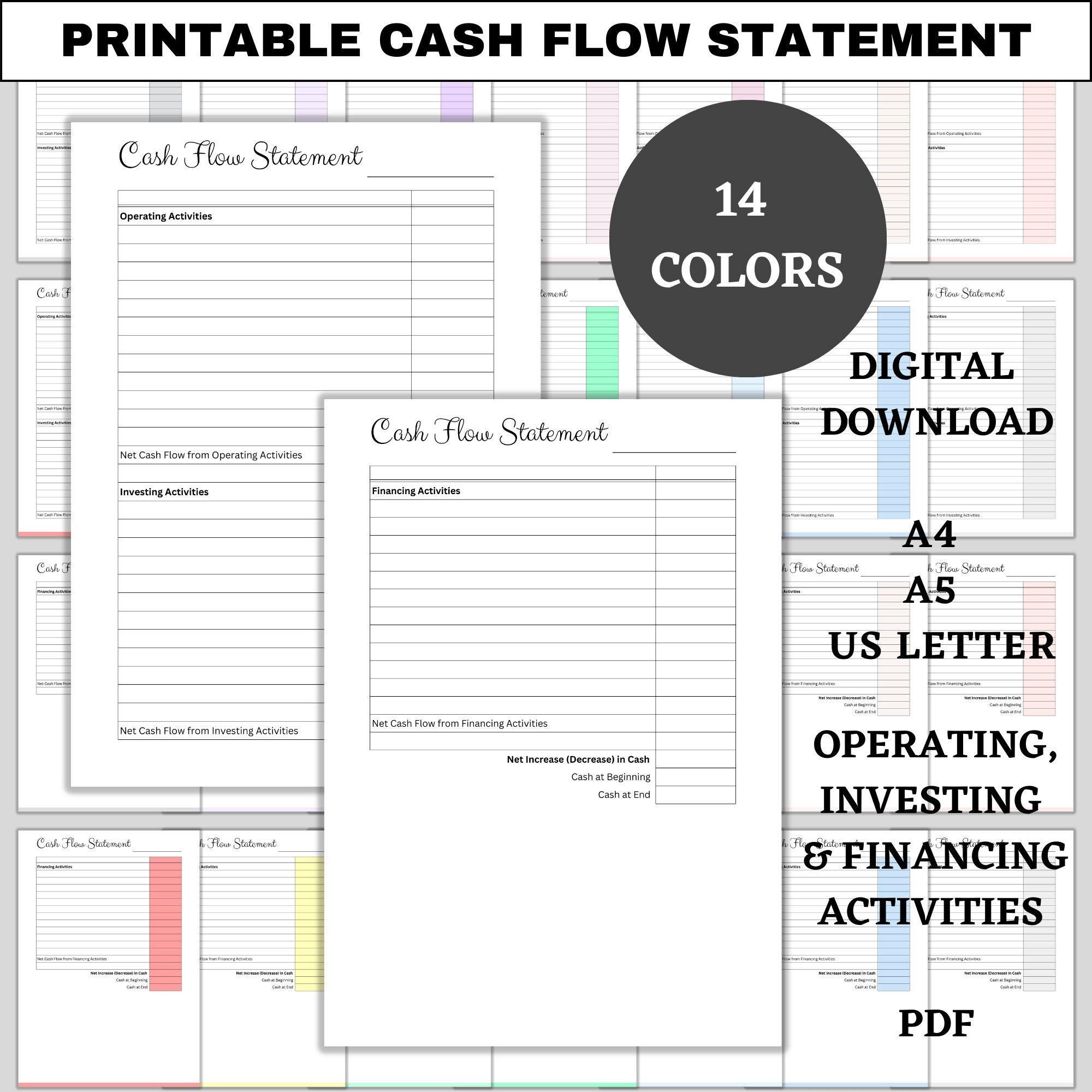 Printable Cash Flow Statement Income Expenses Assets 