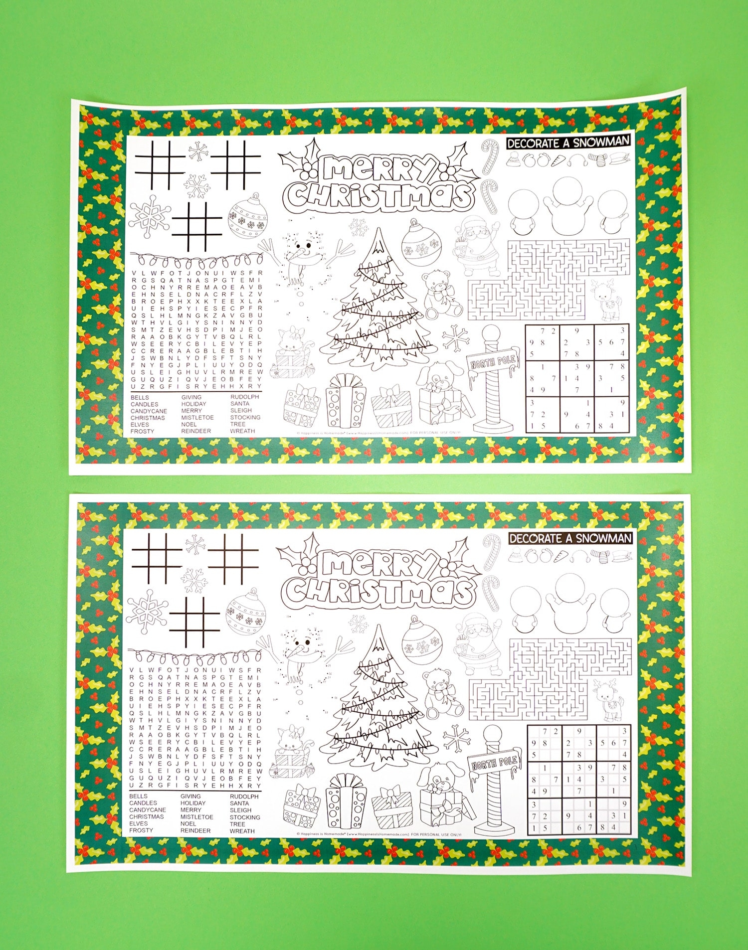 Printable Christmas Placemats For Kids Happiness Is Homemade