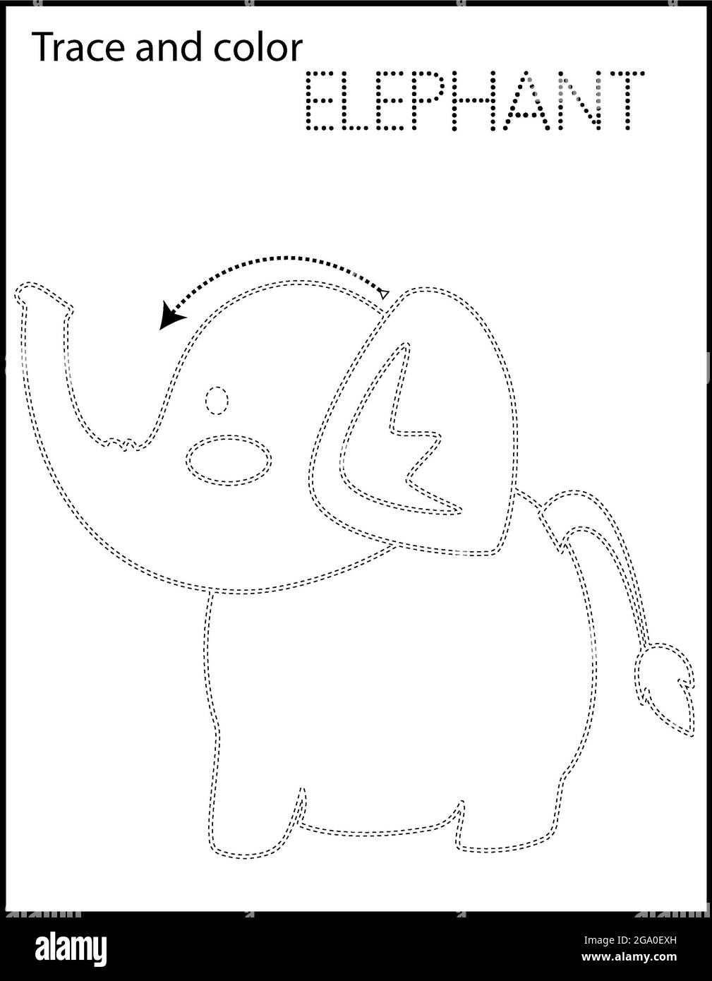 Printable Coloring Page For Kindergarten And Preschool Tracing Animal And Names Stock Photo Alamy