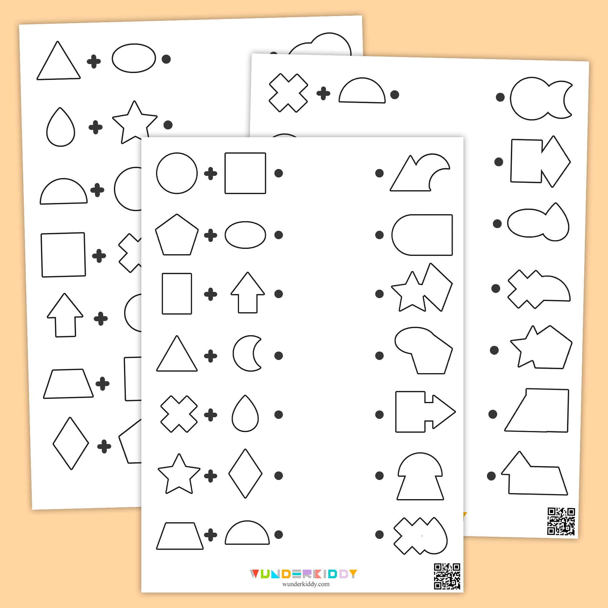 Printable Combine The Shapes Logic Worksheet For Preschoolers