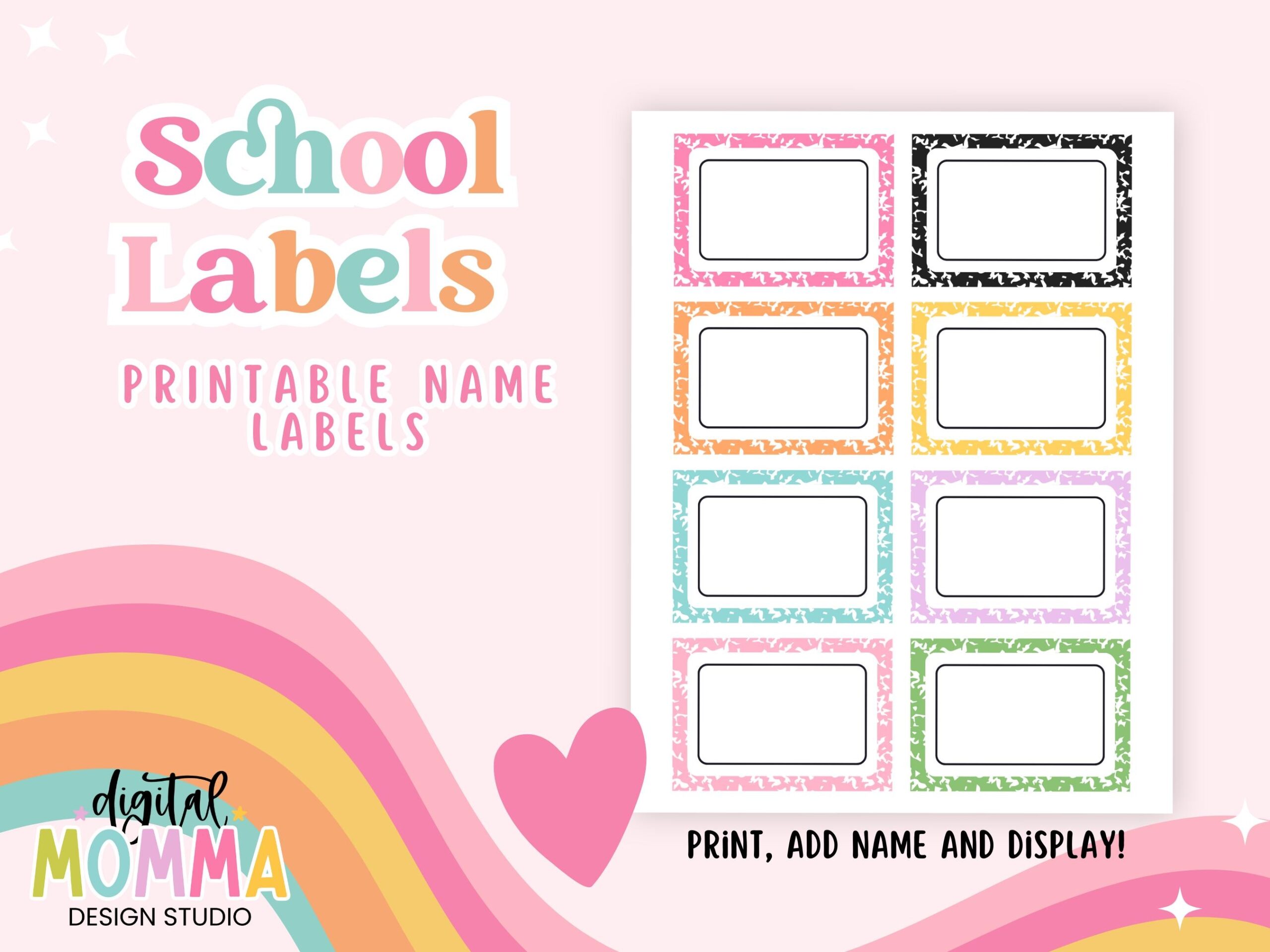 Printable Composition School Labels Cubby Labels Back To School Classroom Labels Black Composition Pastel Labels School Name Tags Etsy Sweden