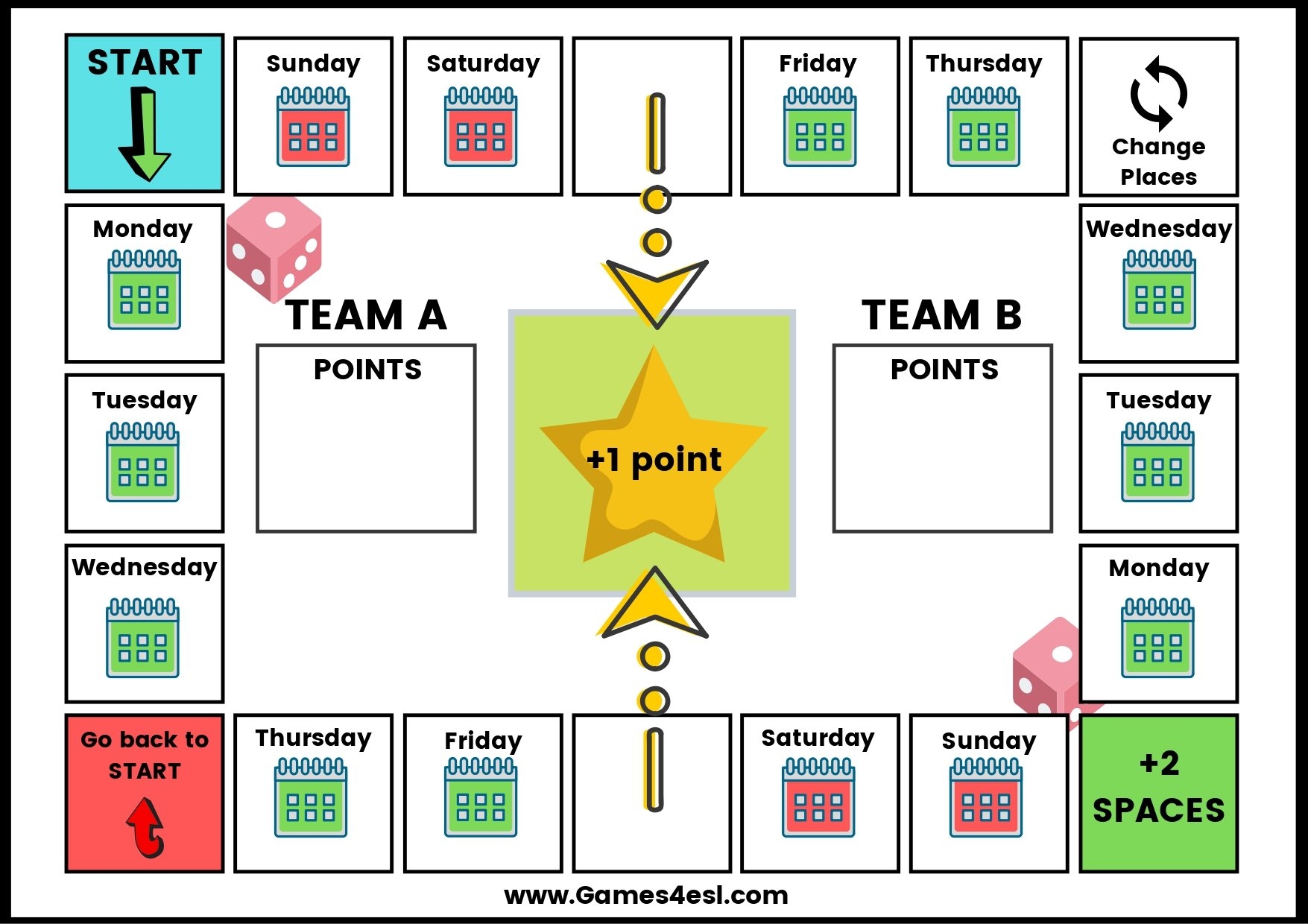 Printable Days Of The Week Board Games Games4esl