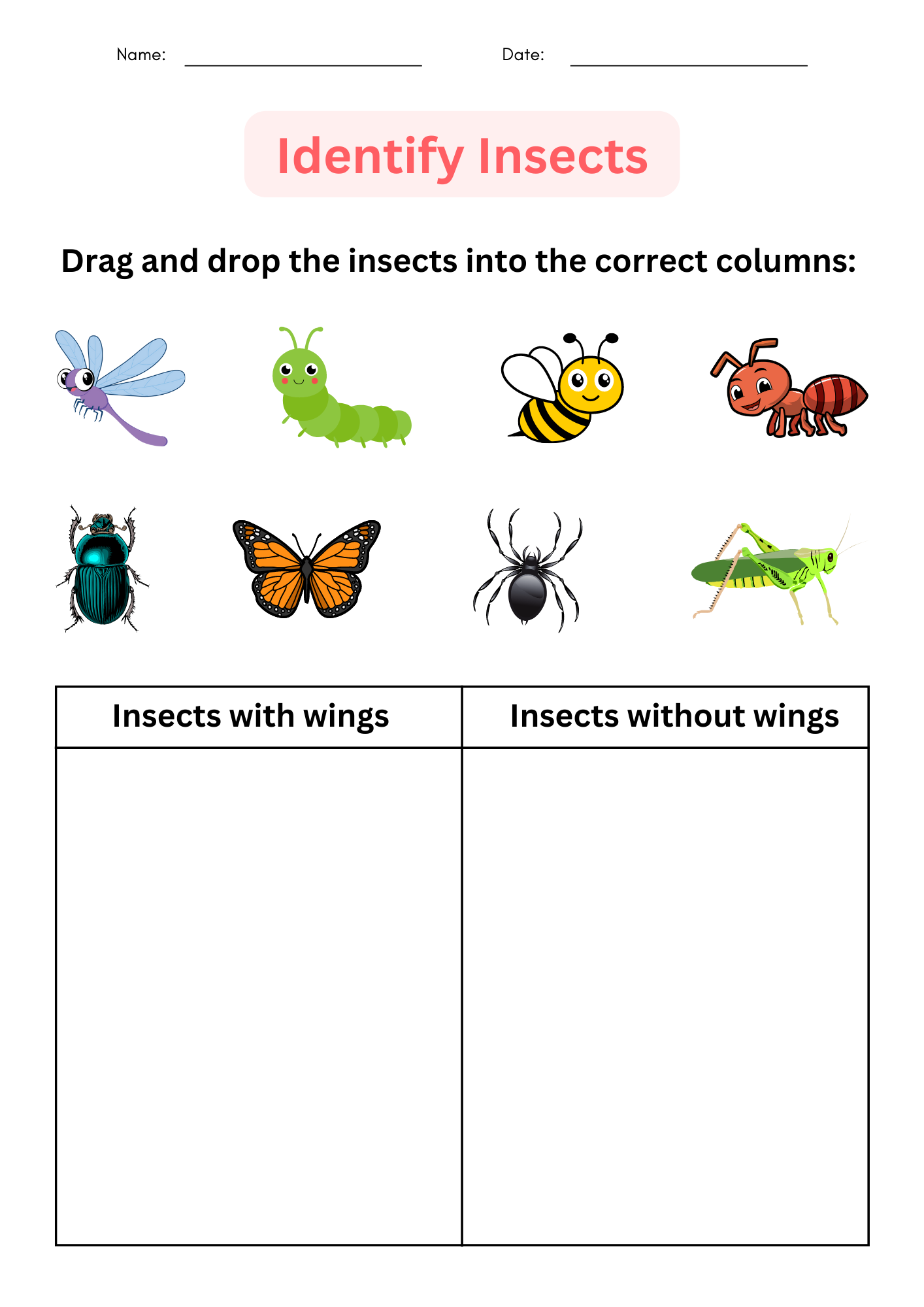Printable Preschool Insect Theme Printables
