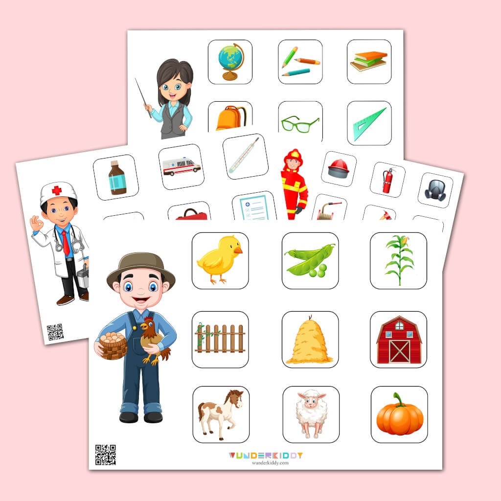 Printable Jobs And Tools Matching Worksheet For Kindergarten