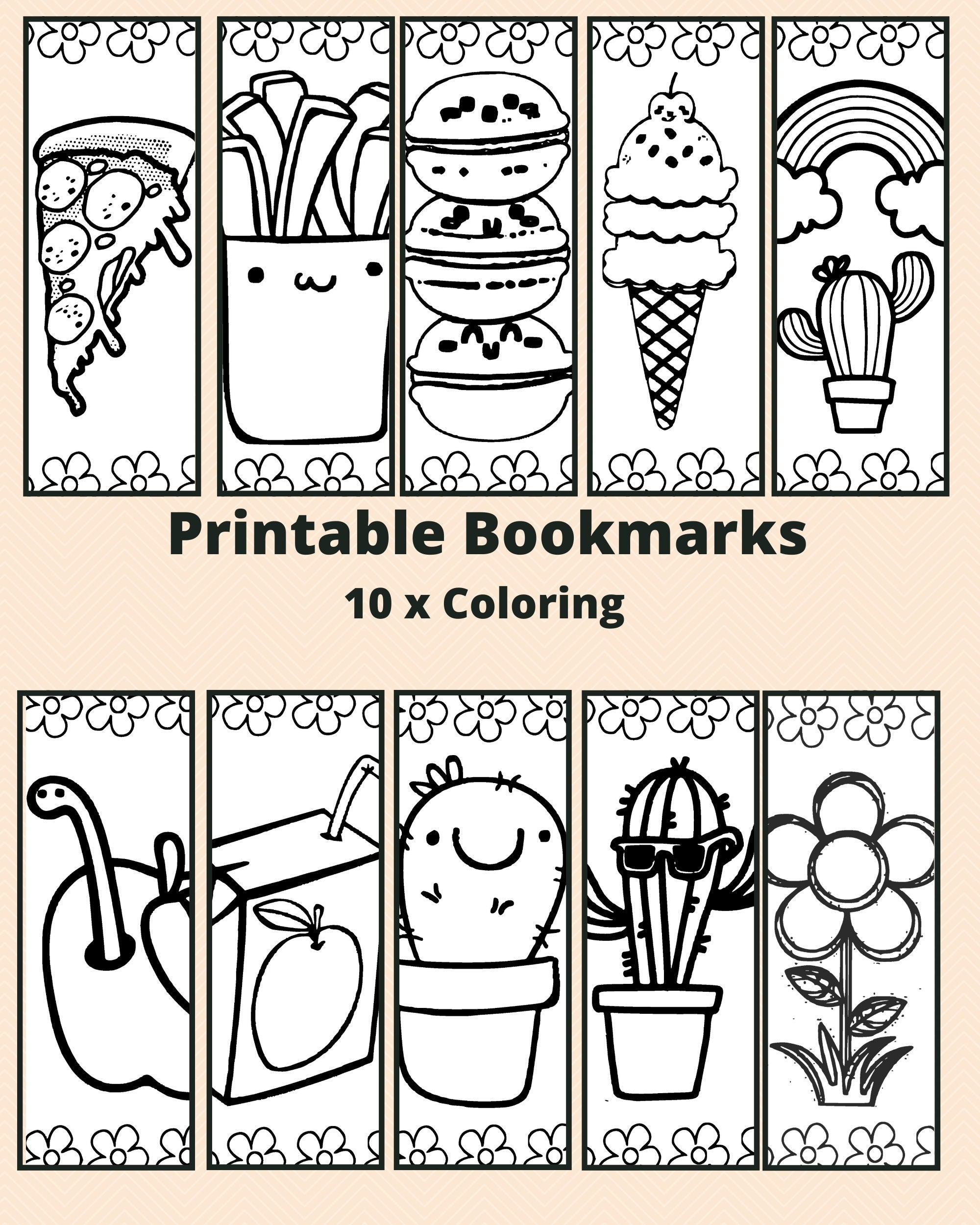 Printable Kids Coloring Bookmarks Instant Download PDF Etsy Canada