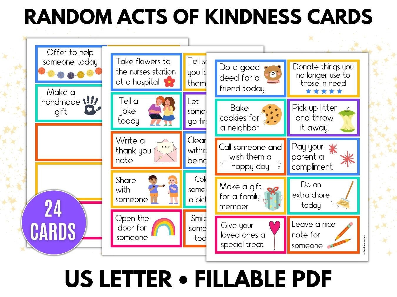 Printable Kindness Cards Random Acts Of Kindness Pay It Forward 