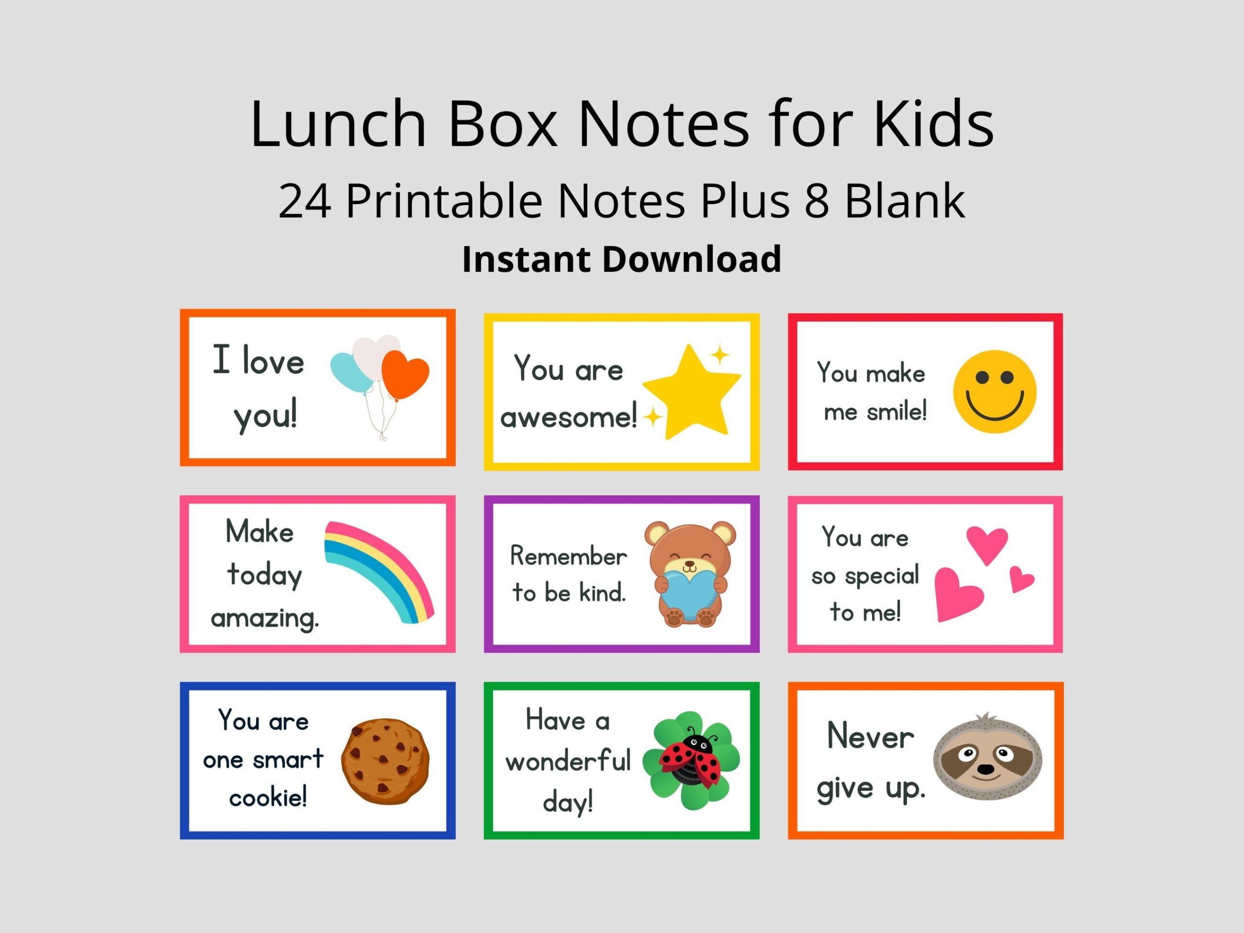 Printable Lunch Notes For Preschoolers