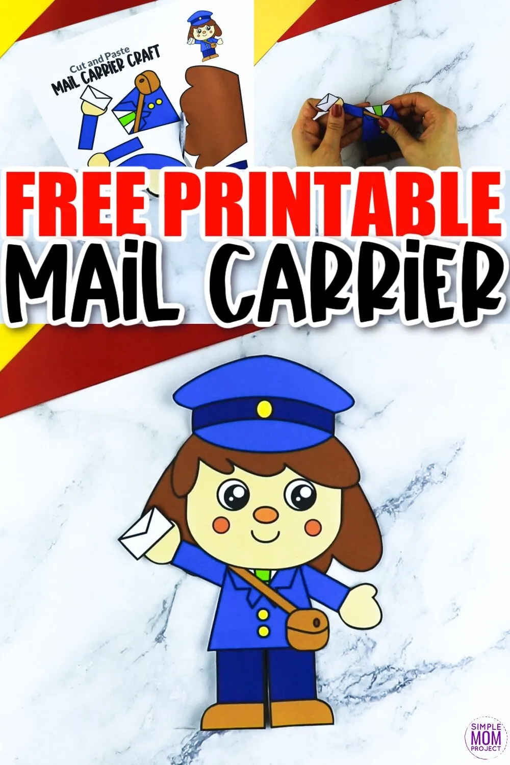 Printable Mail Carrier Paper Bag Puppet Template Simple Mom Project