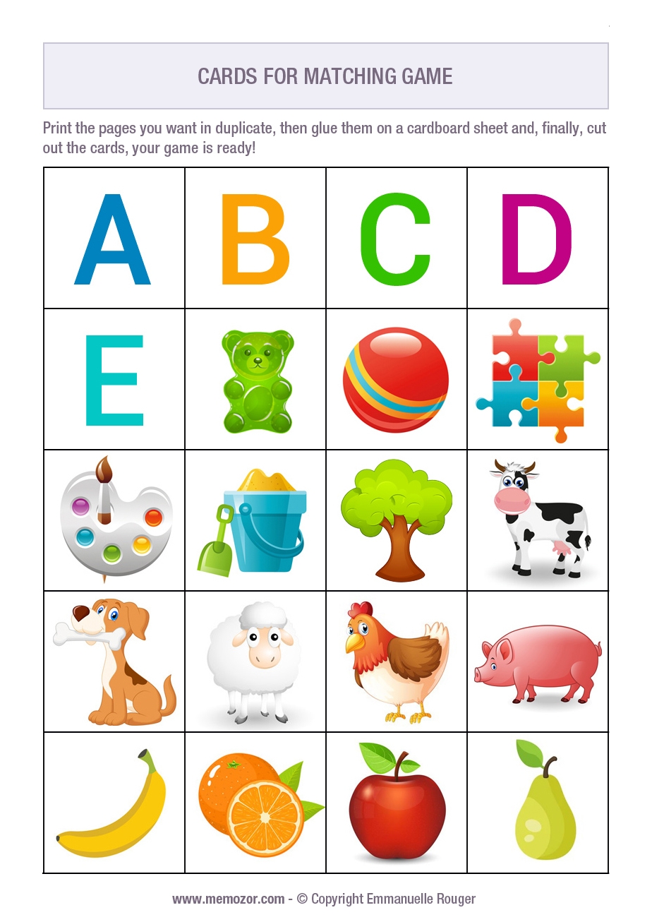Printable Matching Game For Kindergarten Cute Pictures Print 