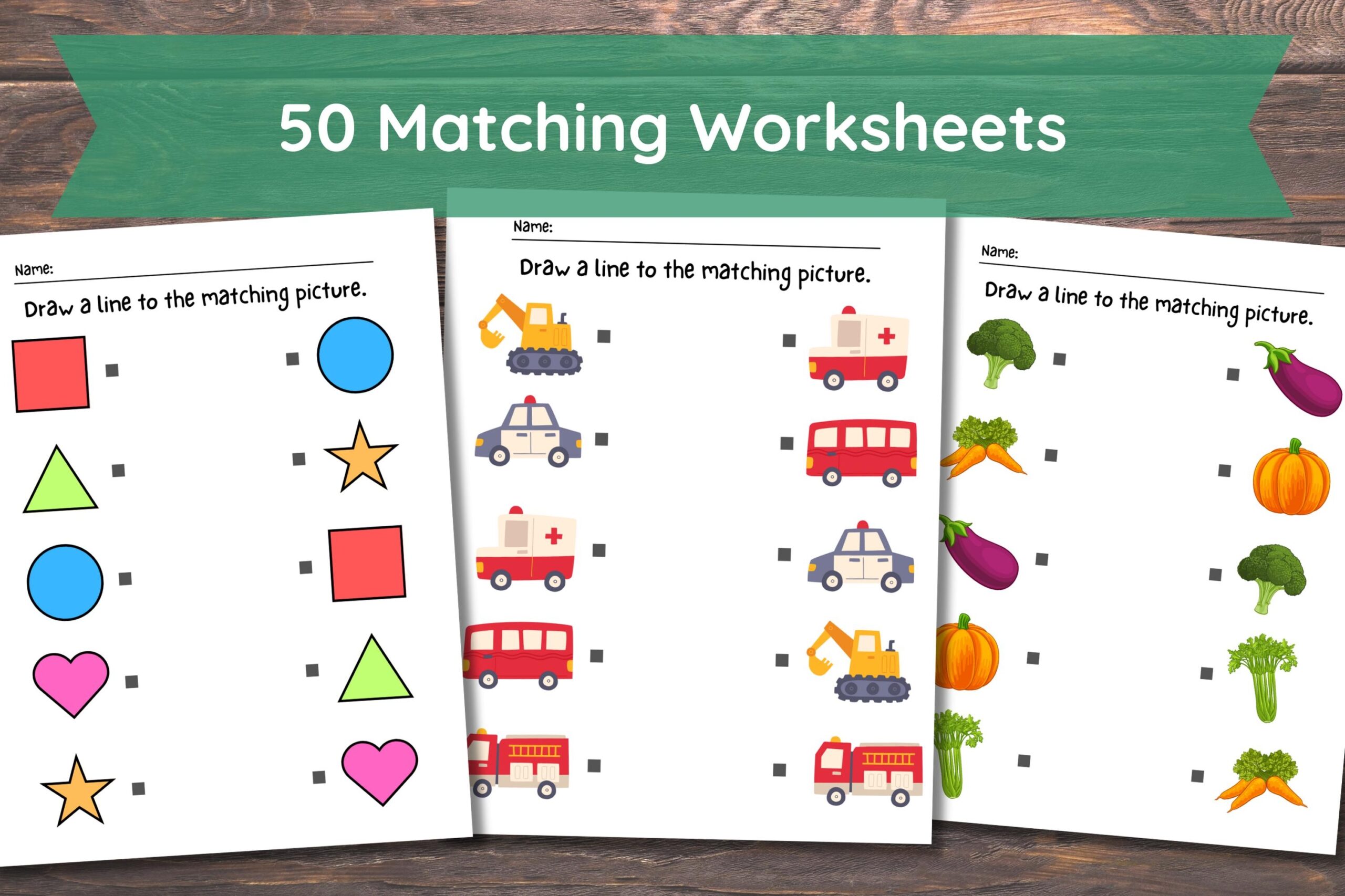 Printable Matching Worksheets Match The Picture Kindergarten 