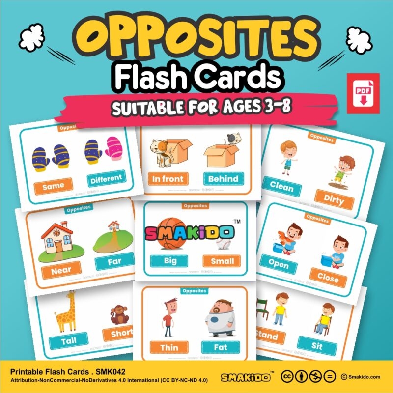 Printable Opposite Flashcards For Preschoolers