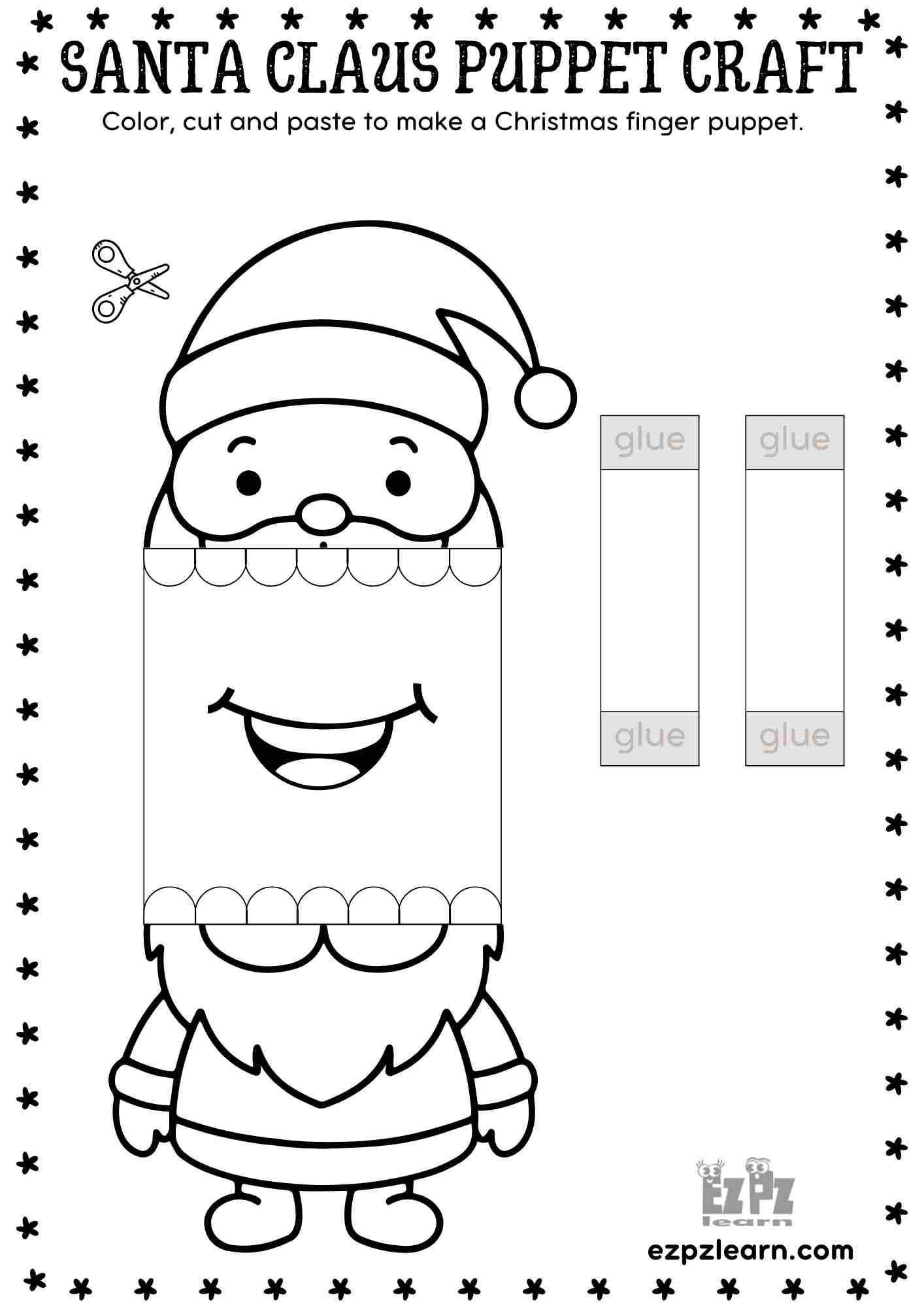 Printable Paper Santa Claus Christmas Puppet Festive DIY Craft 