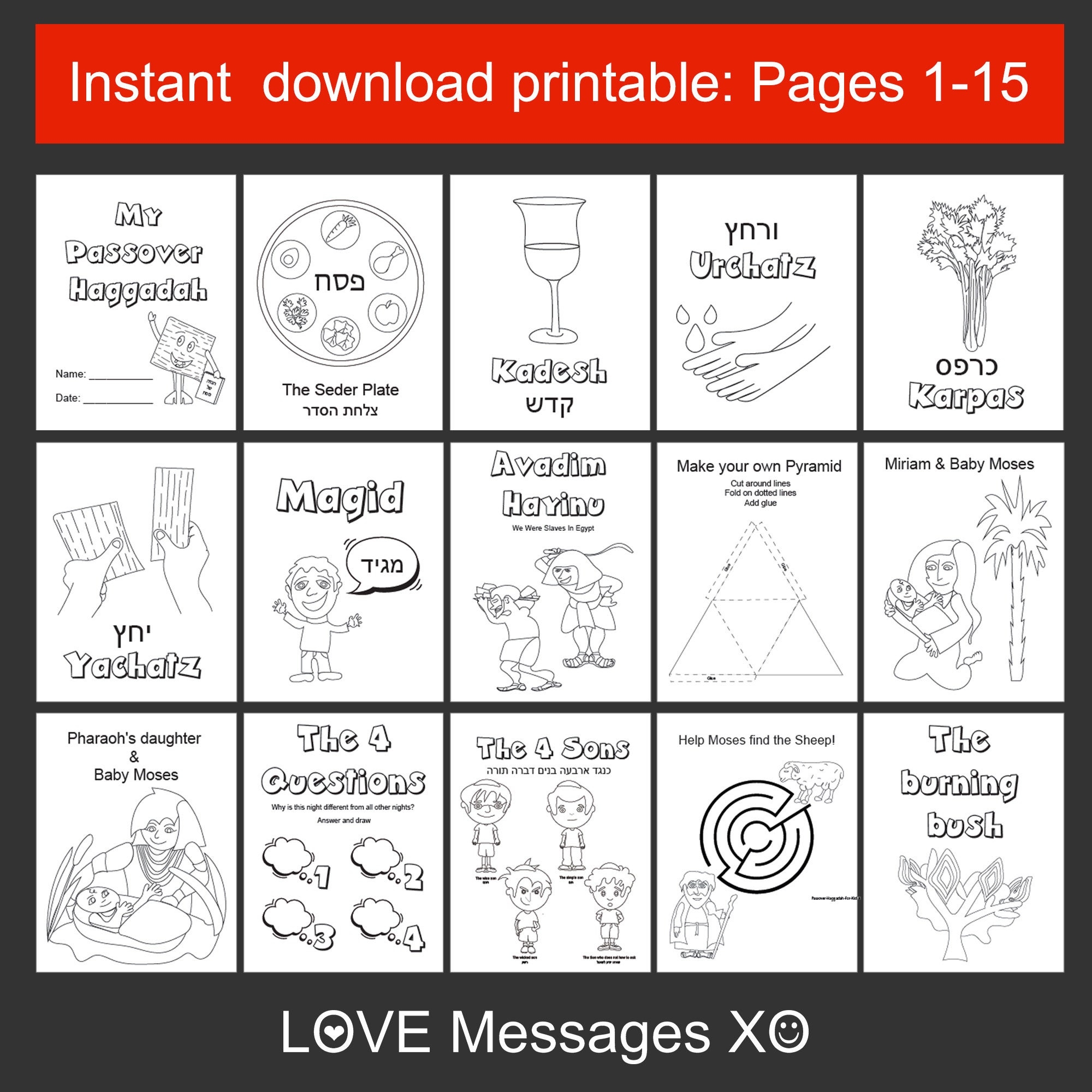 Printable Passover Haggadah For Kids 25 Pages Instant Download 