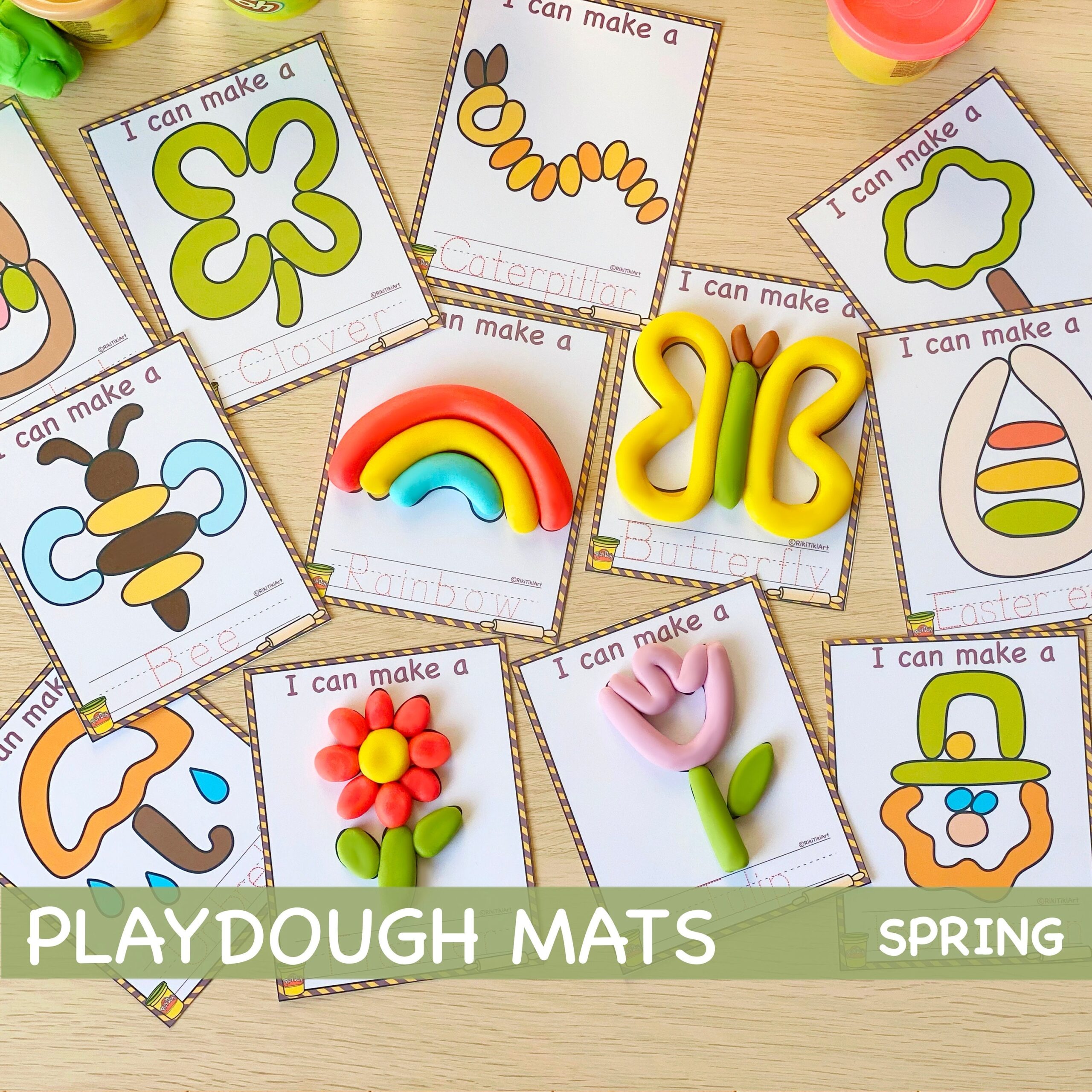 Printable Play Dough Mats Montessori Spring Printables Play Doh Preschool Activities Fine Motor Skills Gift For Toddler Etsy