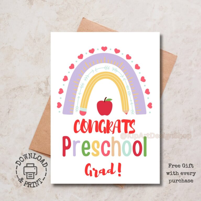 Printable Preschool Graduation Card Printable Graduation Card Cute 