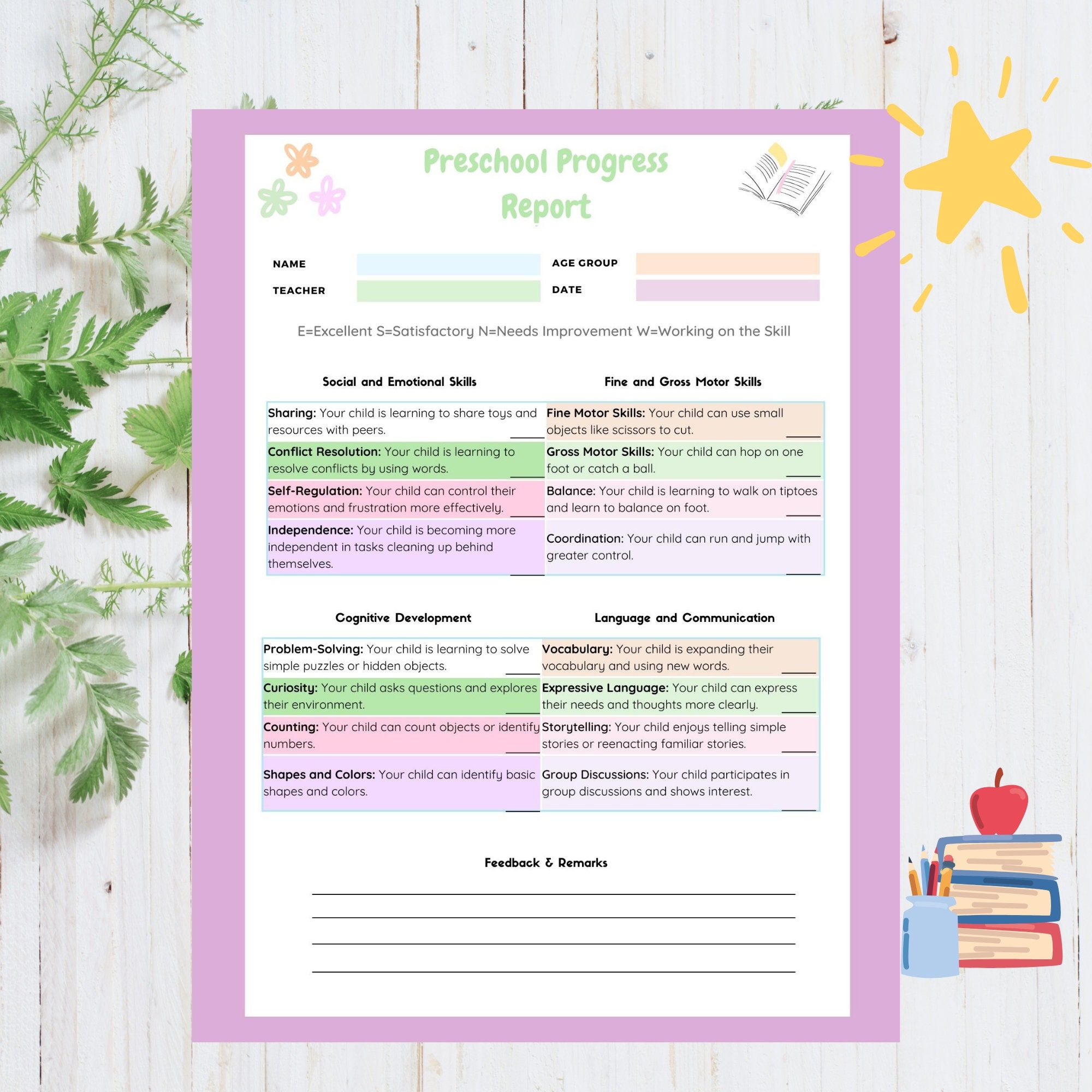 Printable Preschool Progress Report Pdf