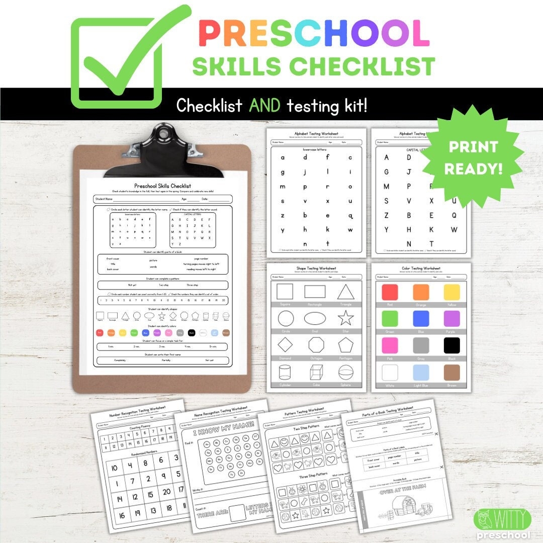 Printable Preschool Skills Checklist