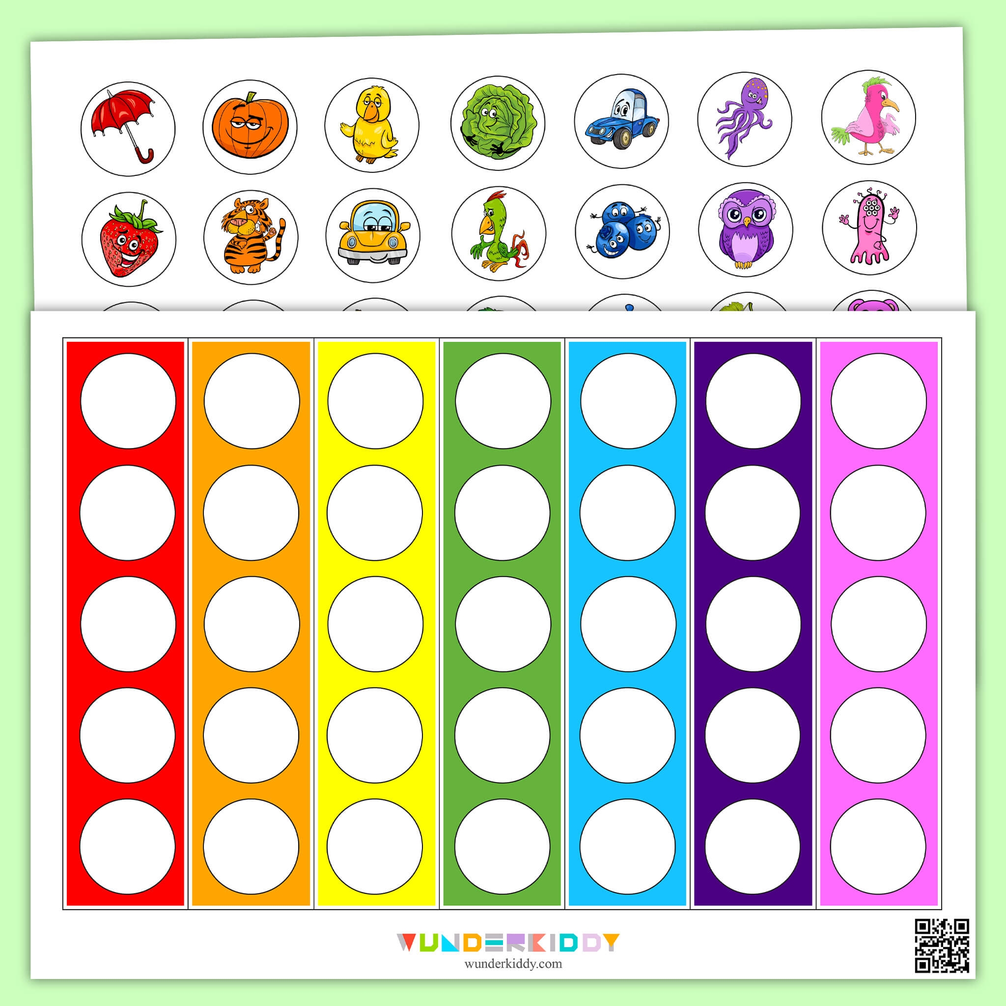 Printable Rainbow Color Sort Activity Mat For Toddlers