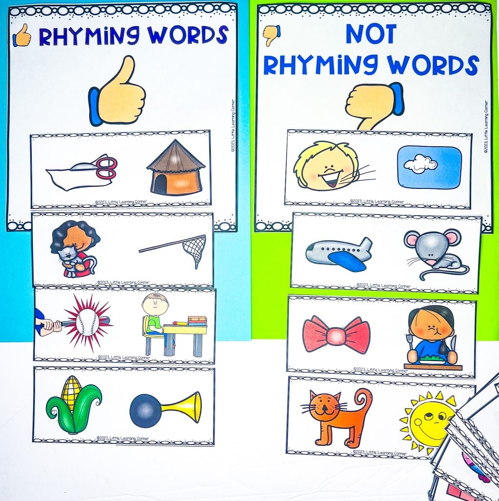 Printable Rhyming Cards For Preschoolers