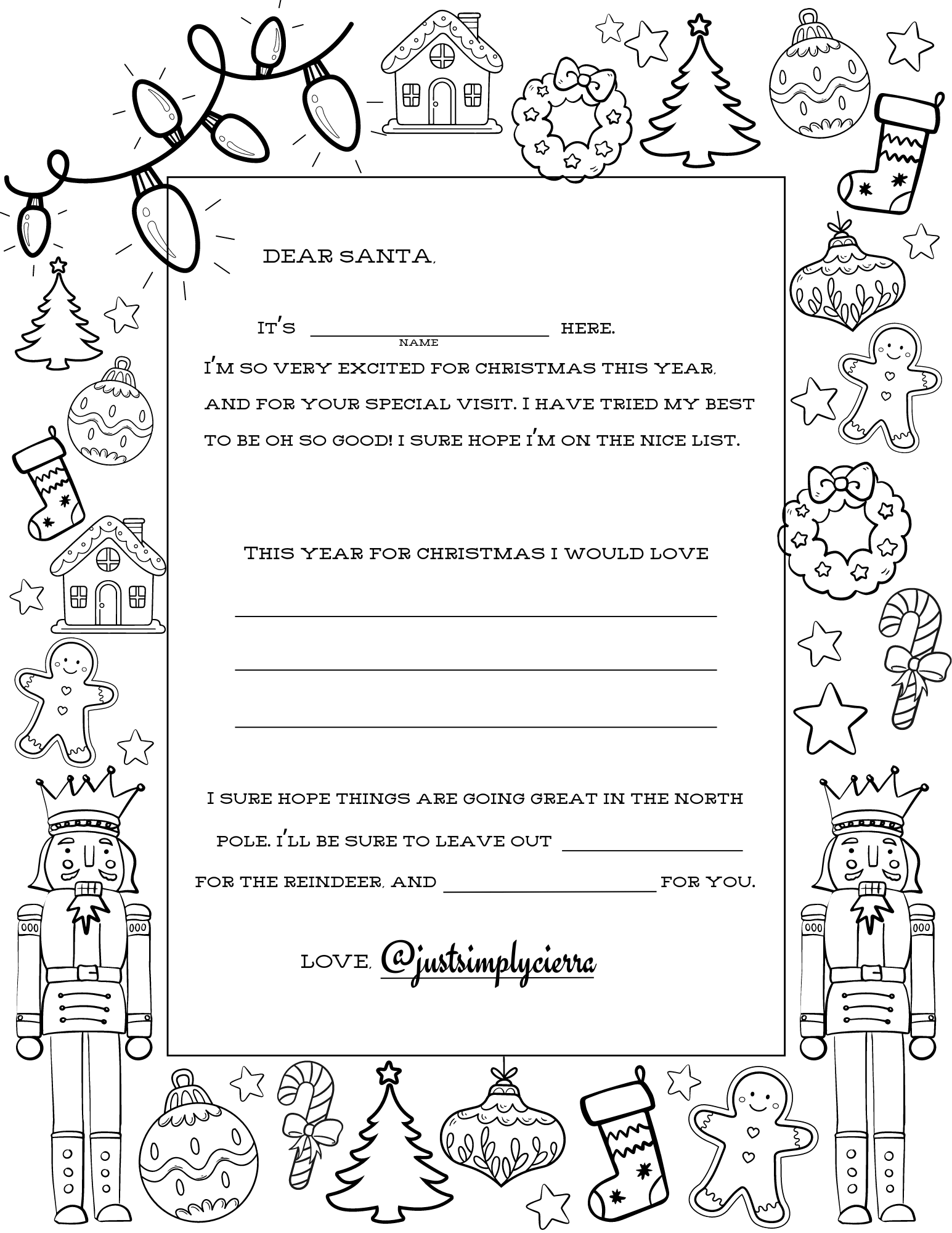 Printable Santa Letter Kids Letter To Santa JustSimplyCierra