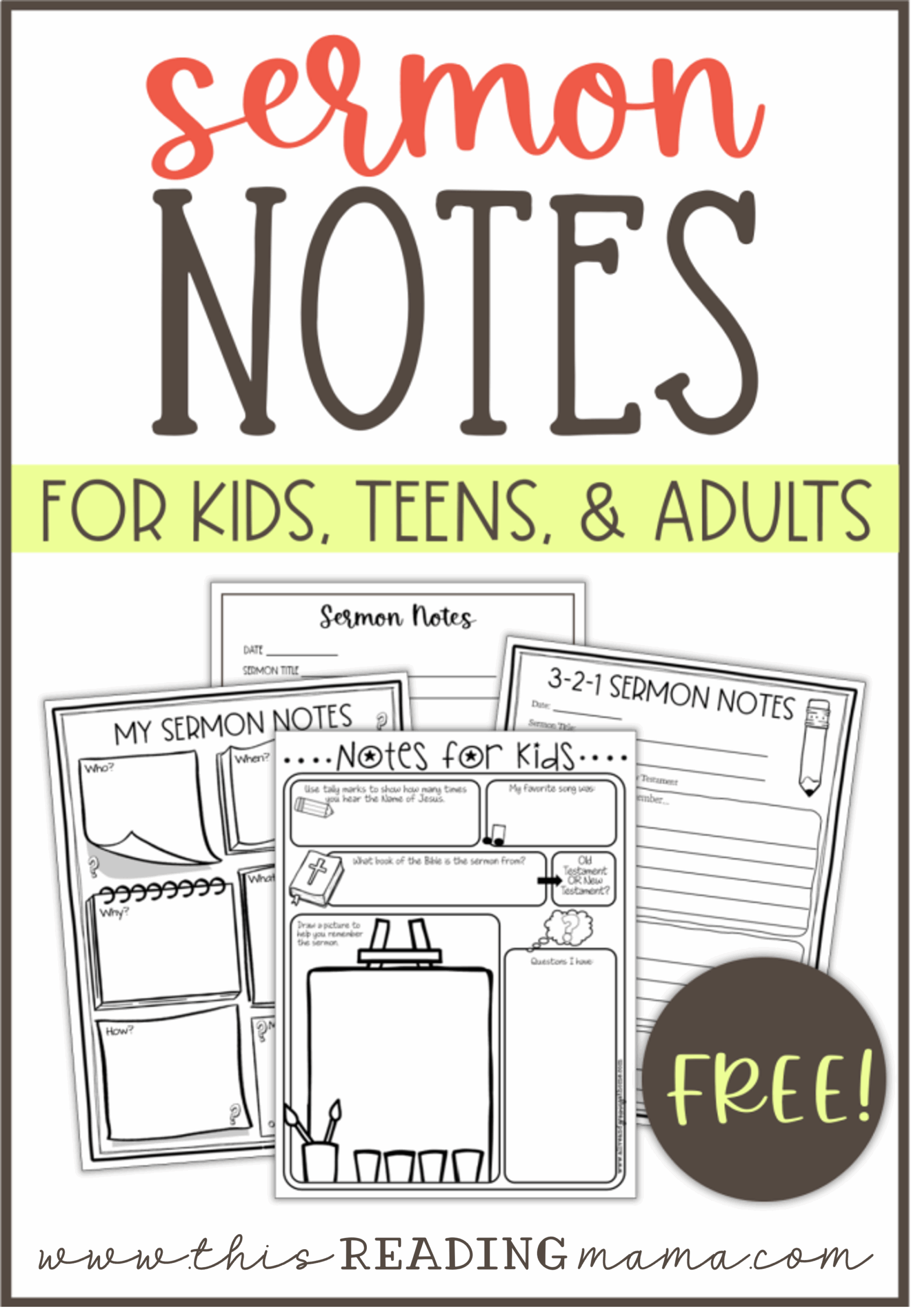 Printable Sermon Notes This Reading Mama