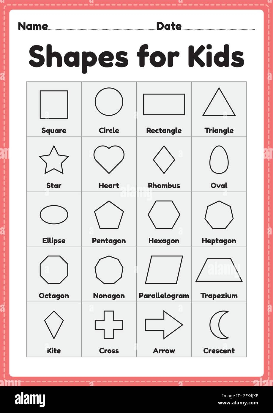Printable Shapes For Preschool And Kindergarten Kids To Learn Basic Symbols For Educational Activities Stock Vector Image U0026 Art Alamy