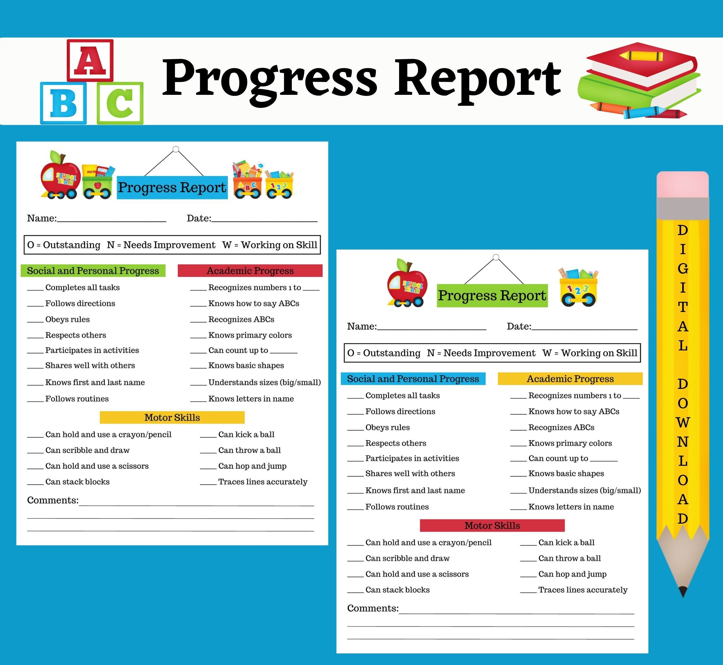 Printable Preschool Progress Report