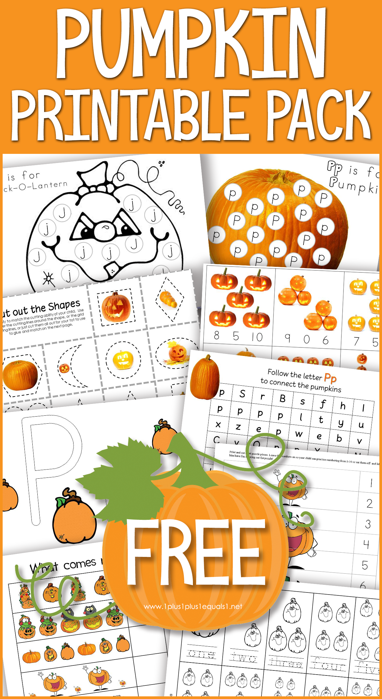 Pumpkin Preschool Pack Free Printables 1 1 1u003d1