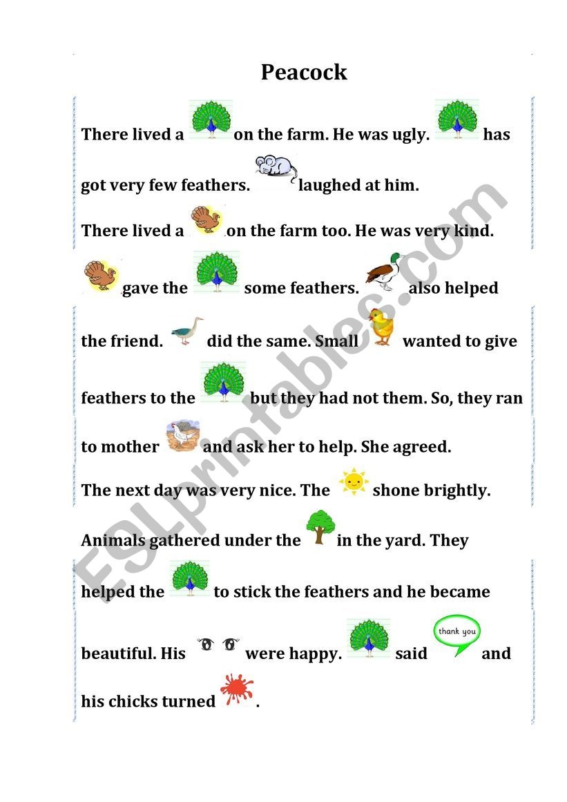 Rebus Story Farm Animals ESL Worksheet By Izyuminka28 gmail
