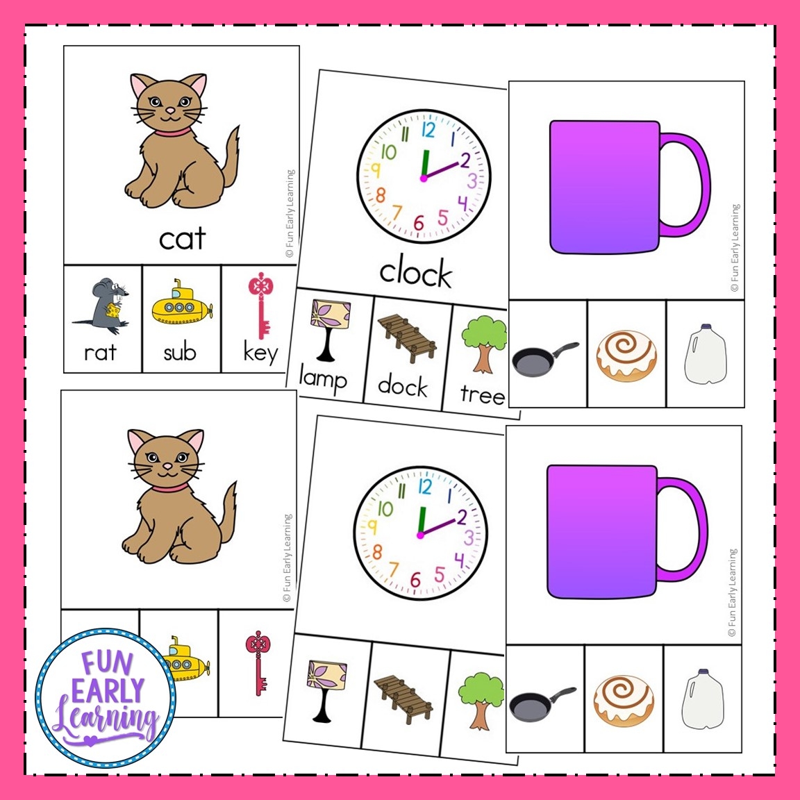 Rhyming Clip Cards CVC Words And More 