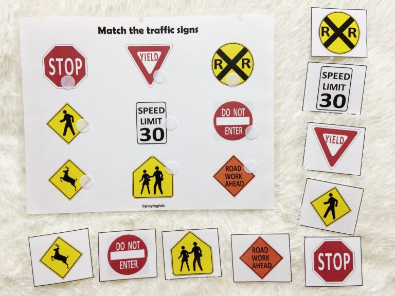 Road Traffic Signs Matching Activity Printable For Toddlers And 