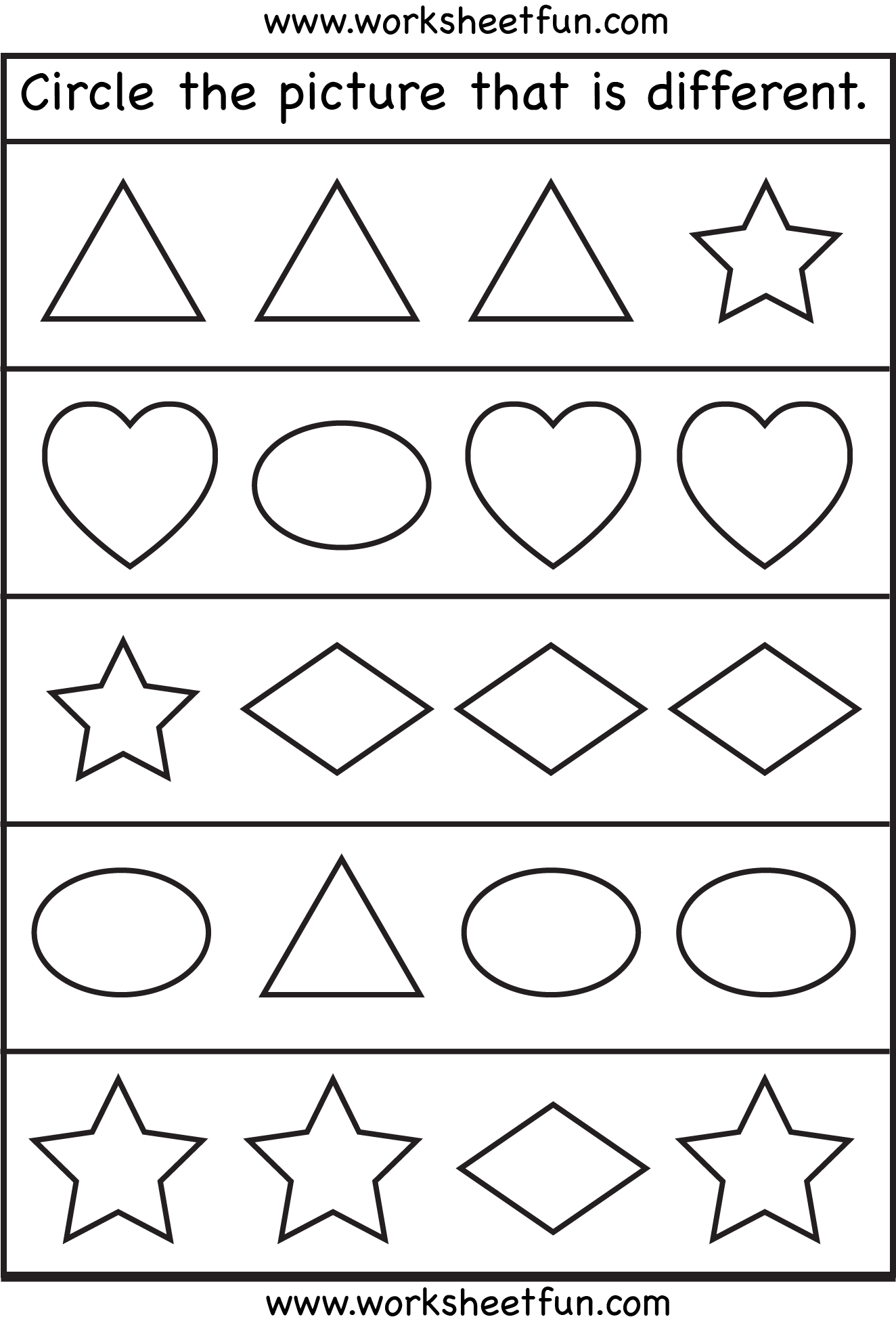Same And Different Shapes One Worksheet FREE Printable 