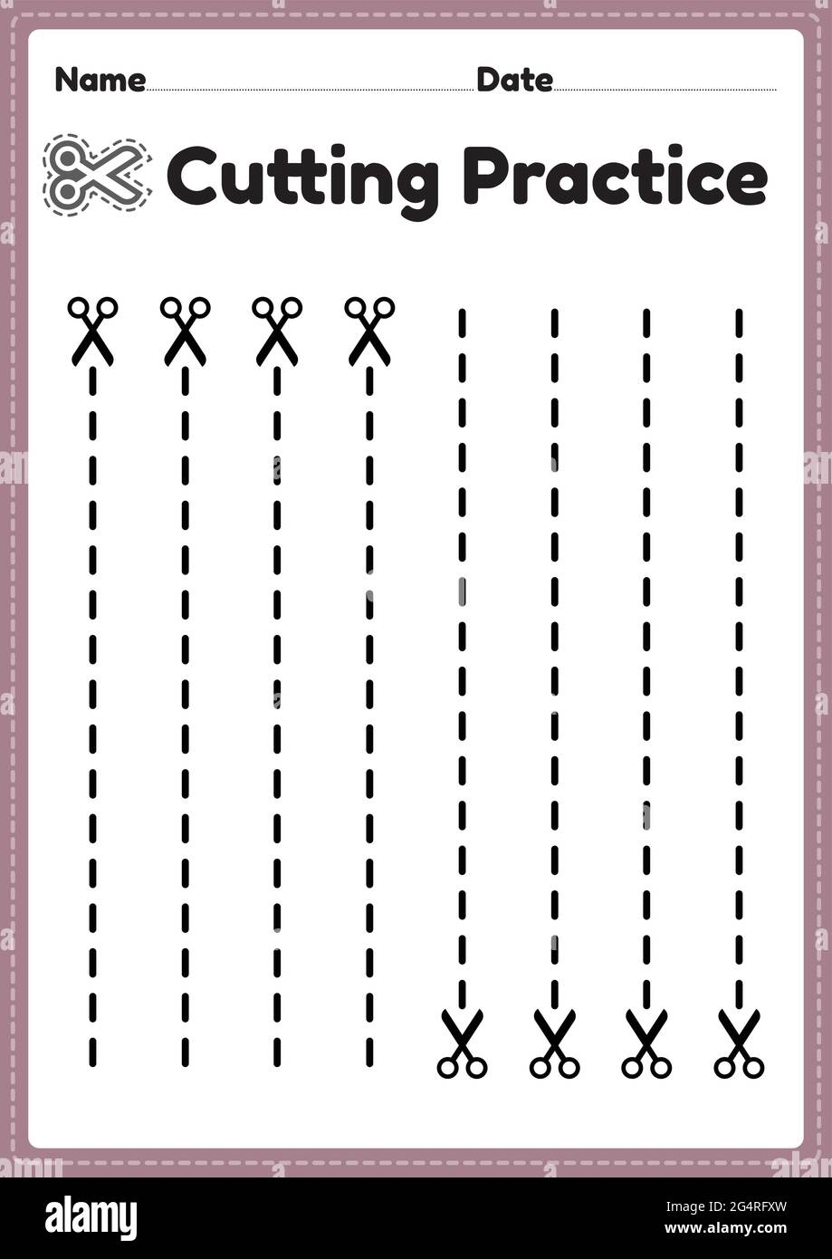 Scissors Skills Printable For For Preschool And Kindergarten Kids 