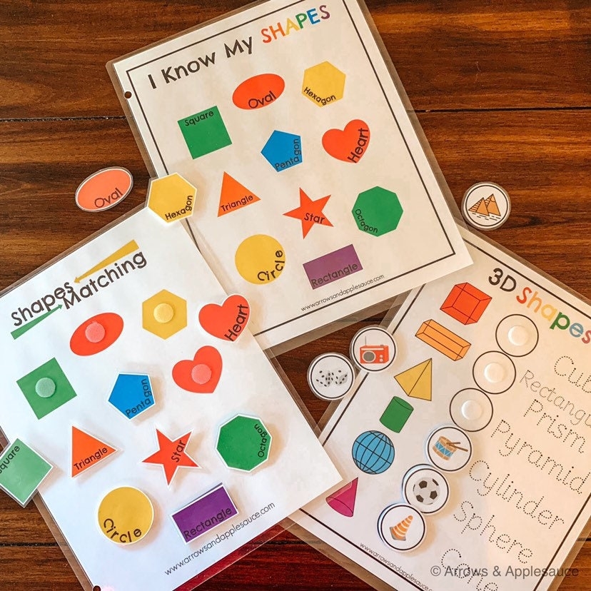 Shapes Activities Bundle Printable Shape Game Preschool Shapes