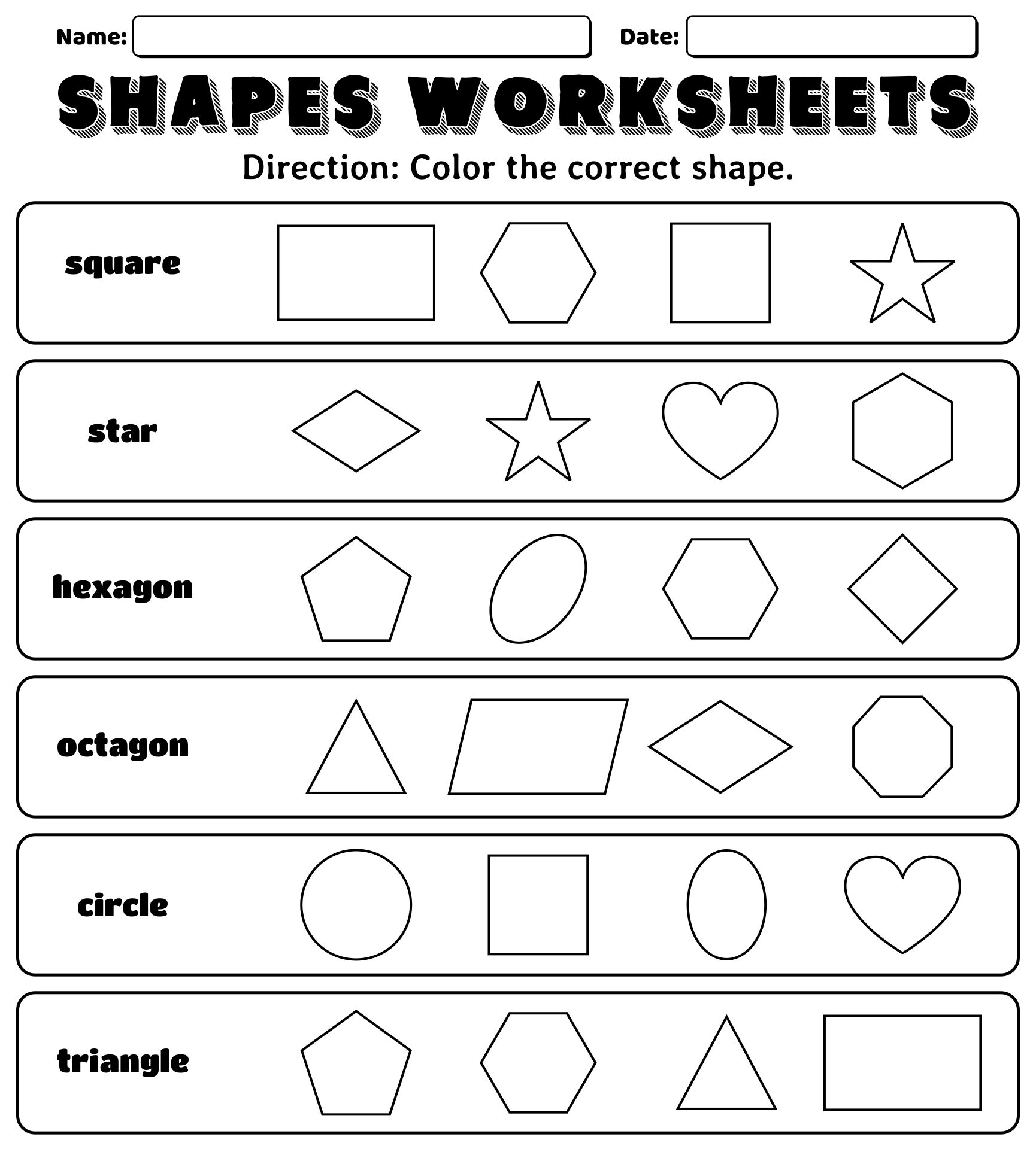 Printable Preschool Shapes