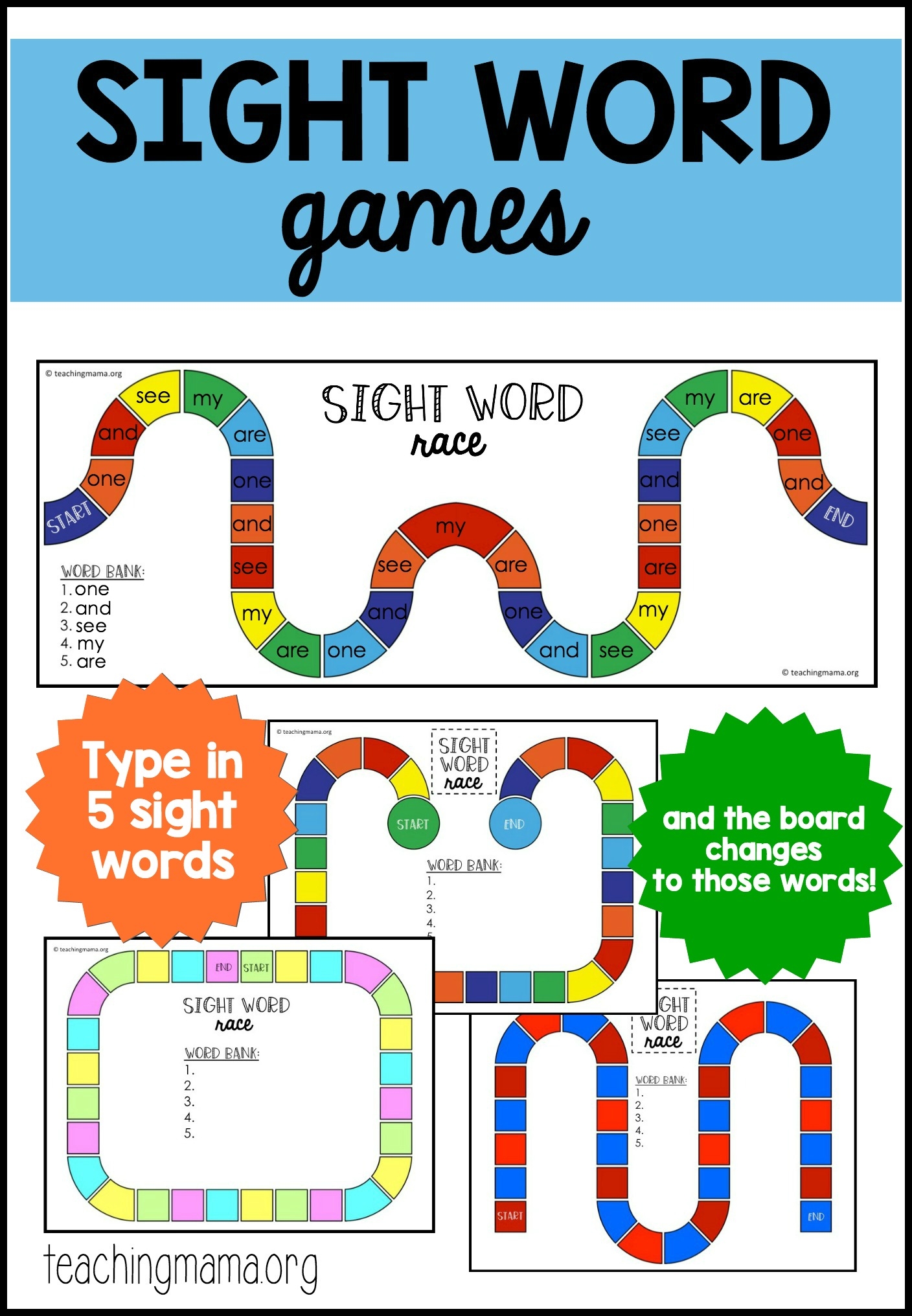 Printable Sight Word Games For Preschoolers