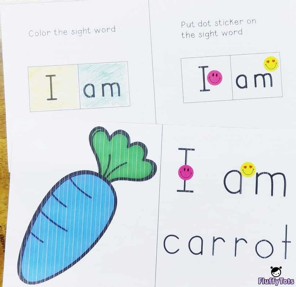 Sight Word Reader I Am FREE 8 Fun Pages For Preschoolers FluffyTots