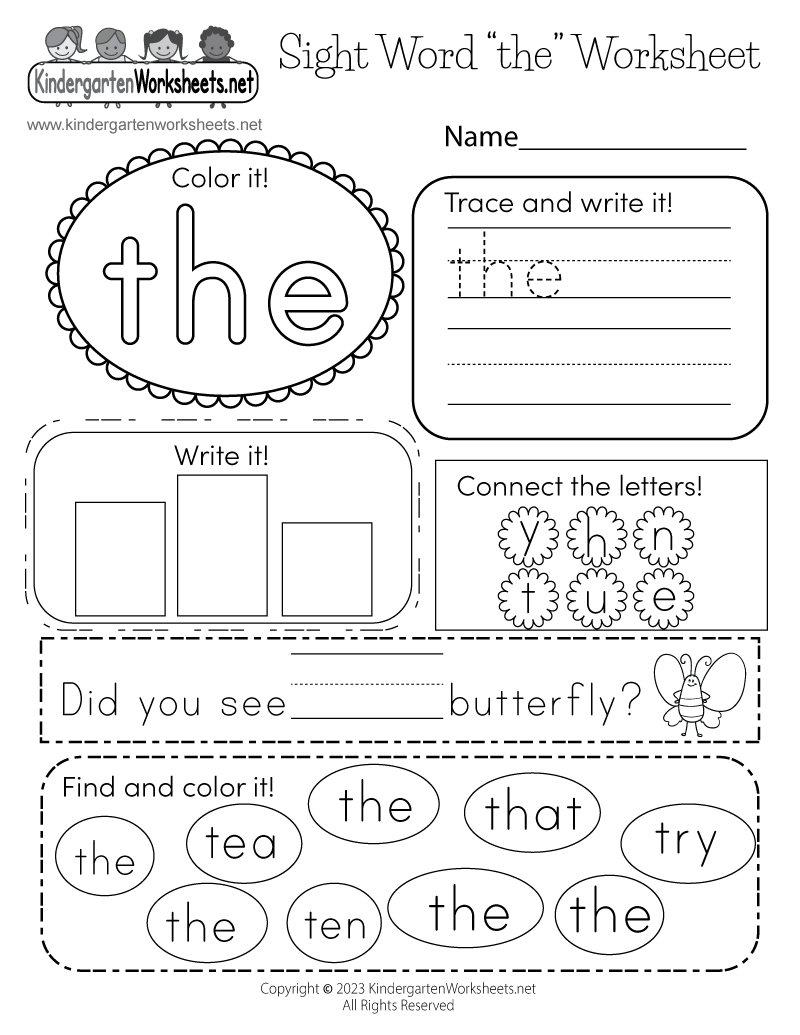 Sight Words Tracing Worksheet For Kindergarten English Worksheet 