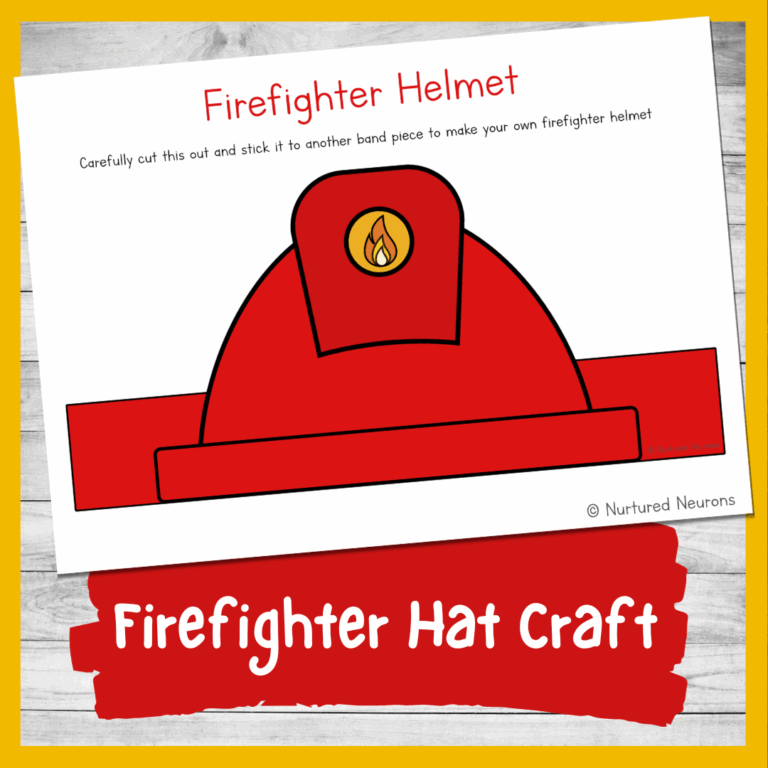 Simple Firefighter Hat Craft Transport Dramatic Play Printable 