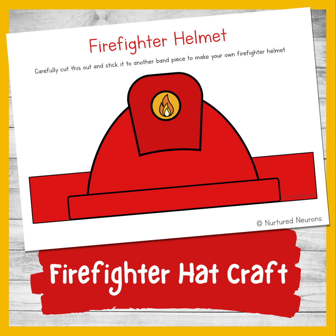 Simple Firefighter Hat Craft Transport Dramatic Play Printable